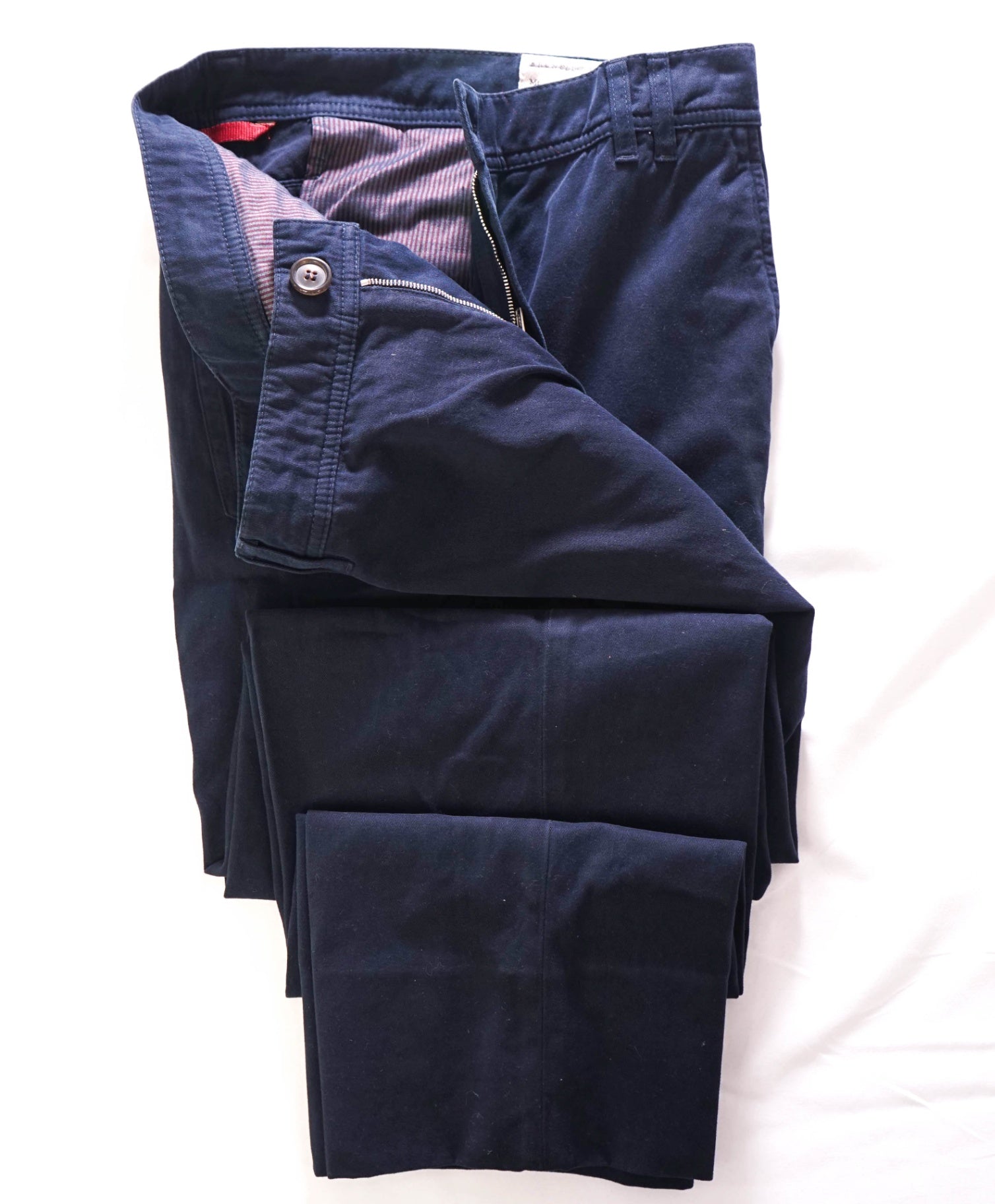 $695 BRUNELLO CUCINELLI - Navy Blue Cotton Trousers - 36W