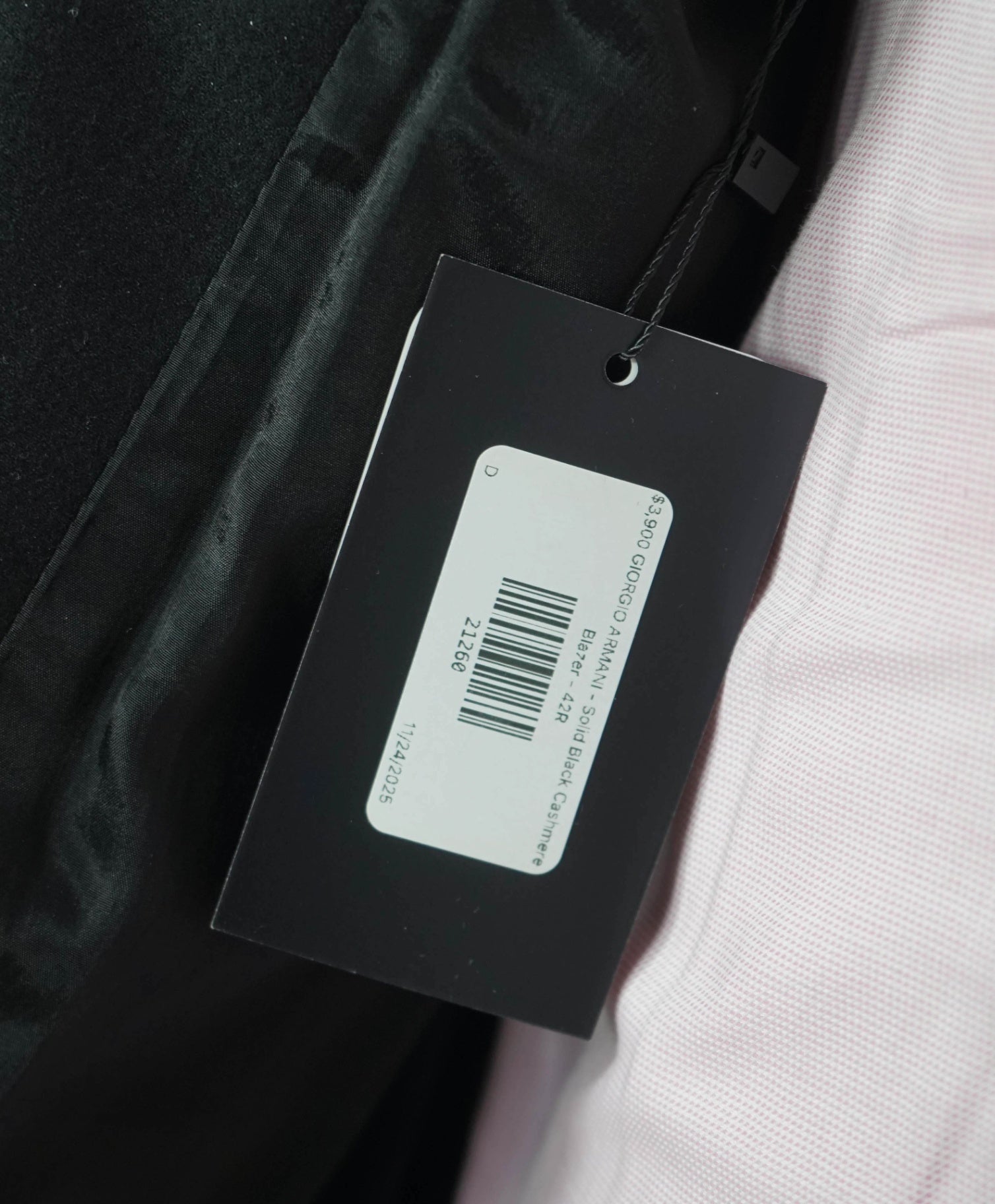 $3,900 GIORGIO ARMANI - Solid Black 96% Cashmere Blazer - 42R