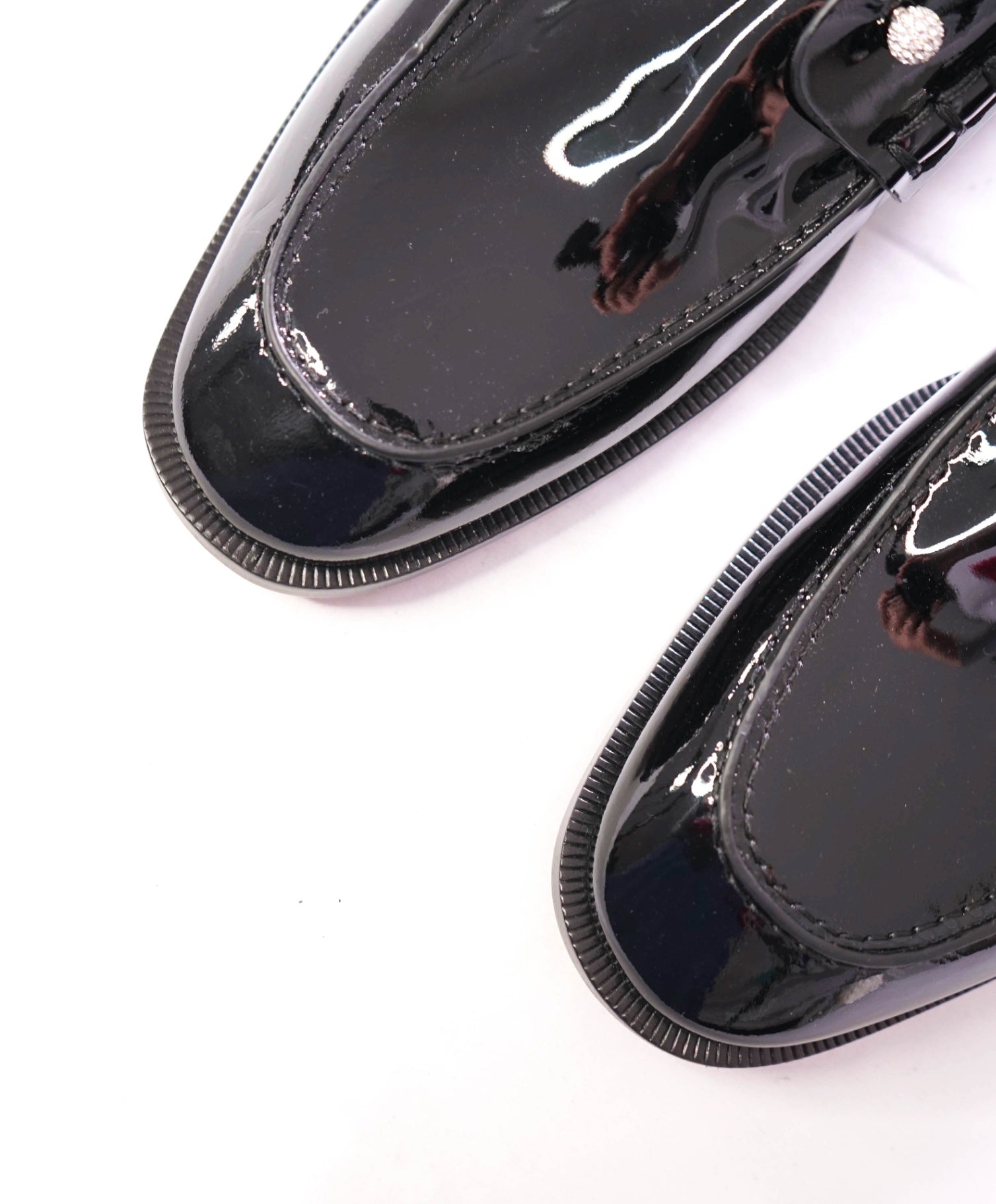 $1,295 CHRISTIAN LOUBOUTIN - *CHAMBELIMOC NIGHT STRASS* Black Patent Leather Loafers - US 10 (43EU)