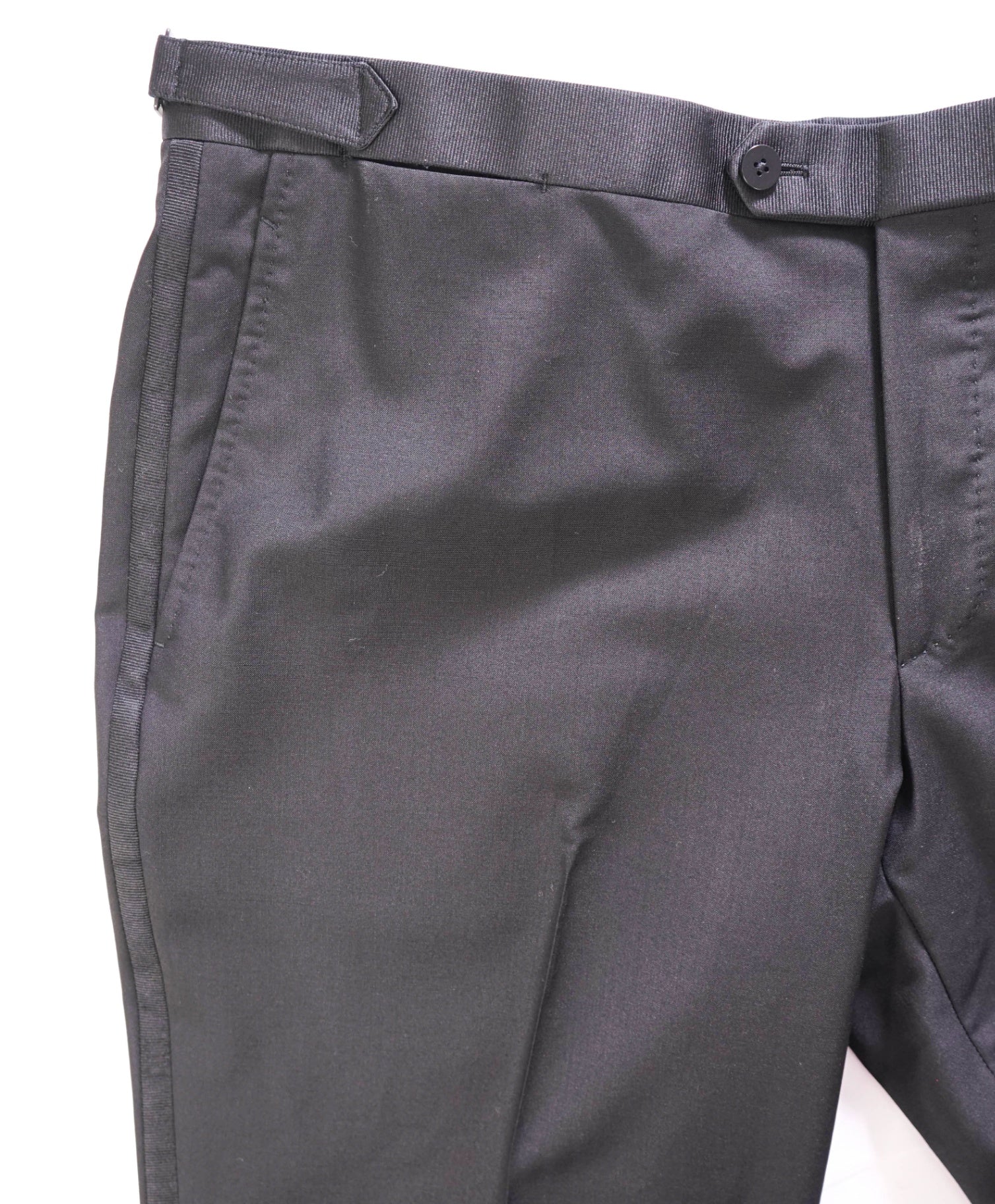 $995 ISAIA - "Custom For JOE MANGANIELLO" Black Tuxedo Pants - 35W