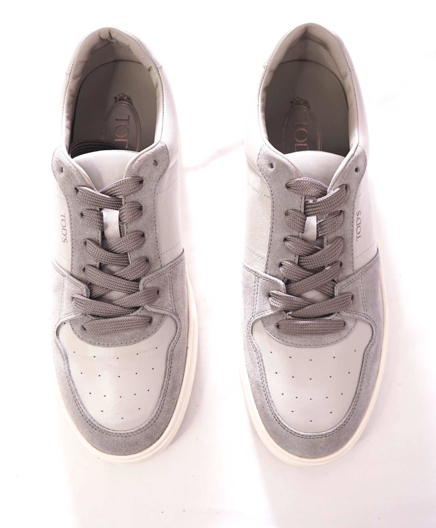 $990 TOD'S - Gray Leather/Suede Sneakers - US 10 (9UK)