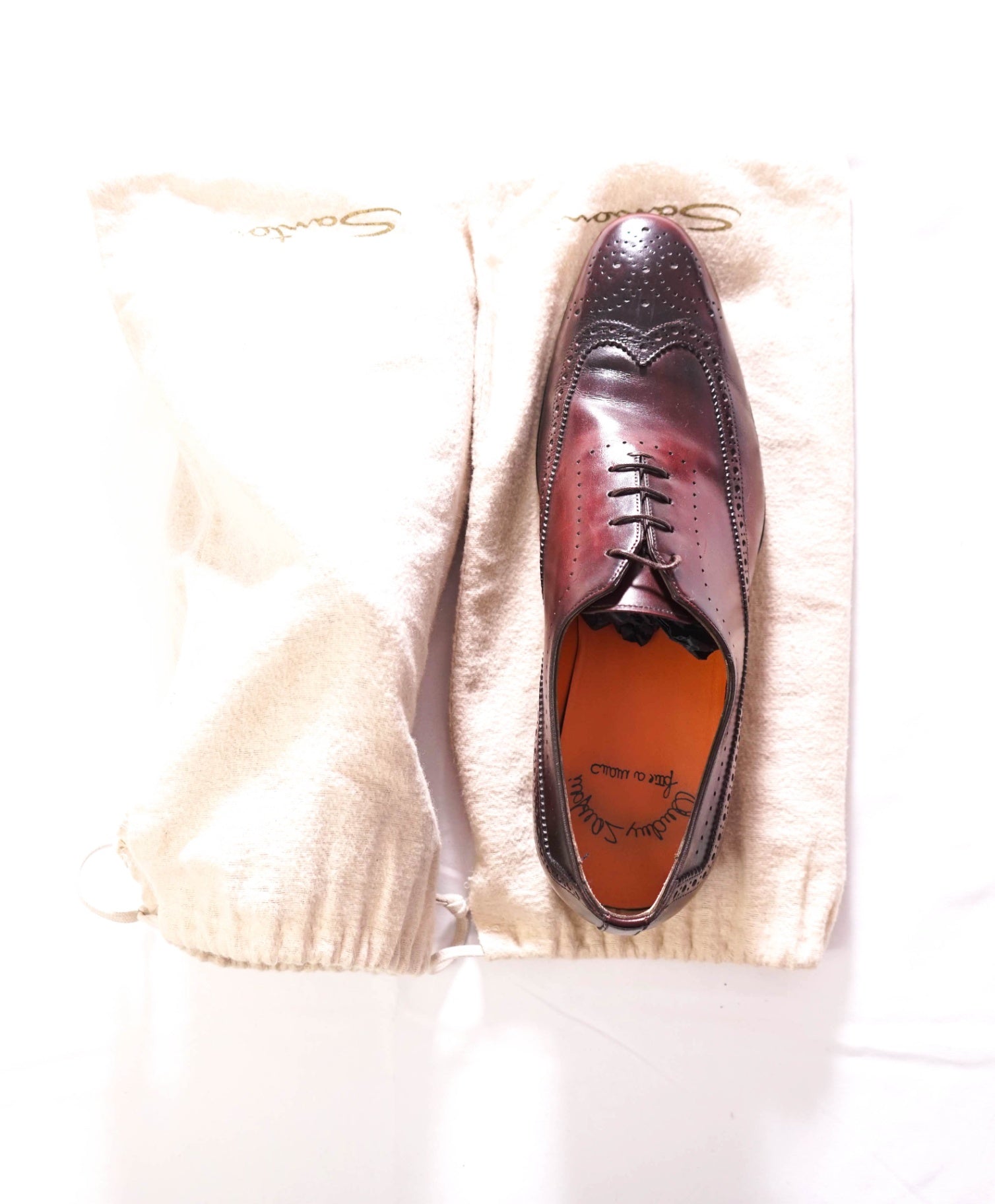 $1,295 SANTONI - "Fatte A Mano" Plum Handmade Oxford - US 11.5 (10.5UK)