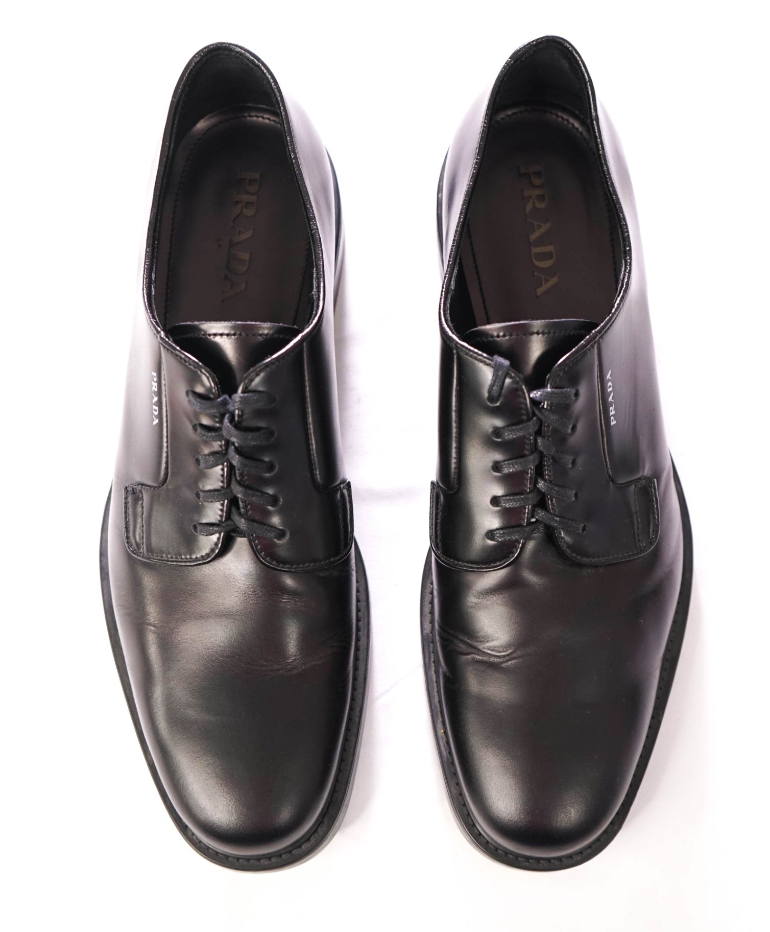 $1,150 PRADA - Black Leather Lug-Sole Derby - US 12 (UK11)