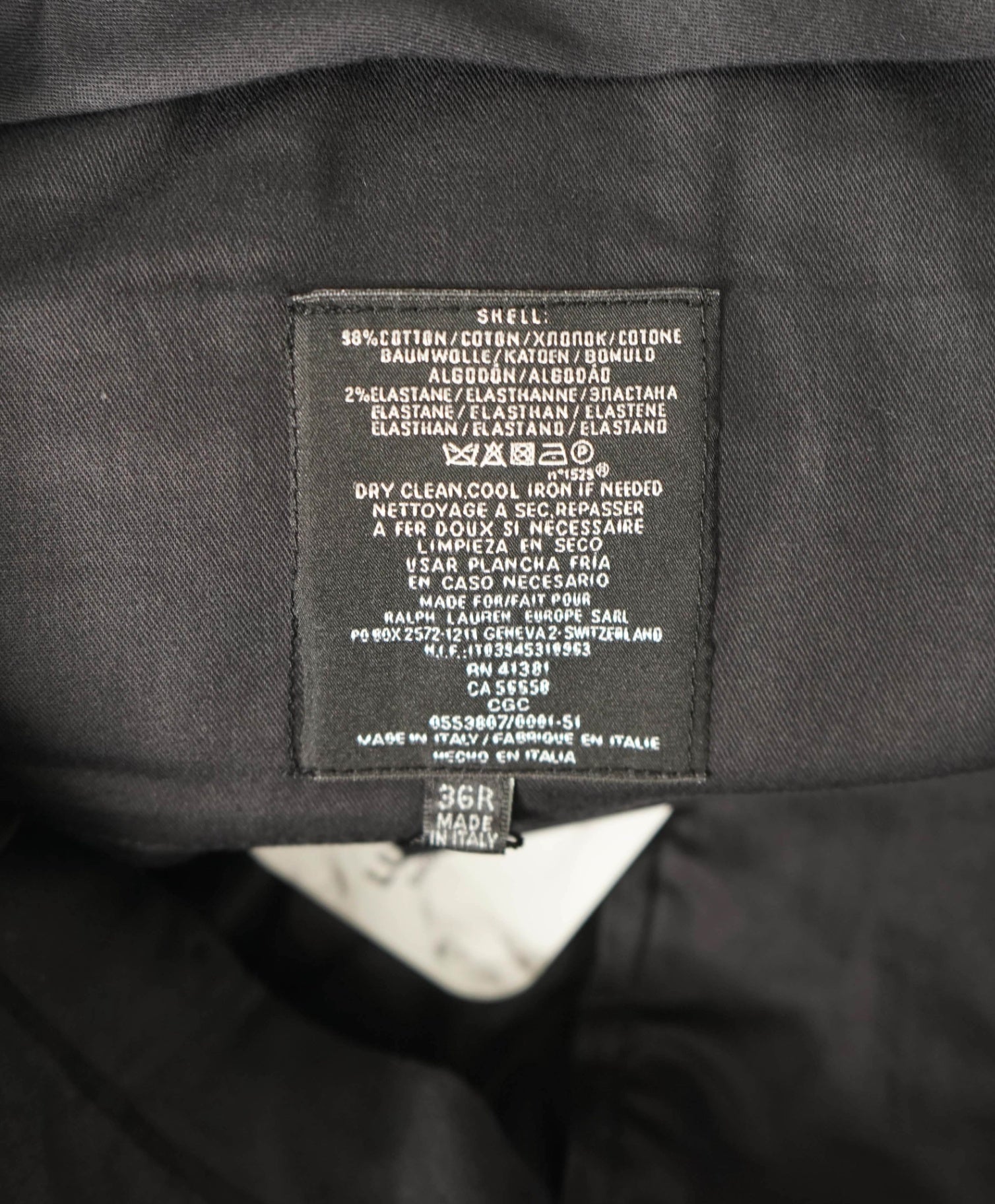 $595 RALPH LAUREN BLACK LABEL - Navy Cotton Chinos Trousers - 36W