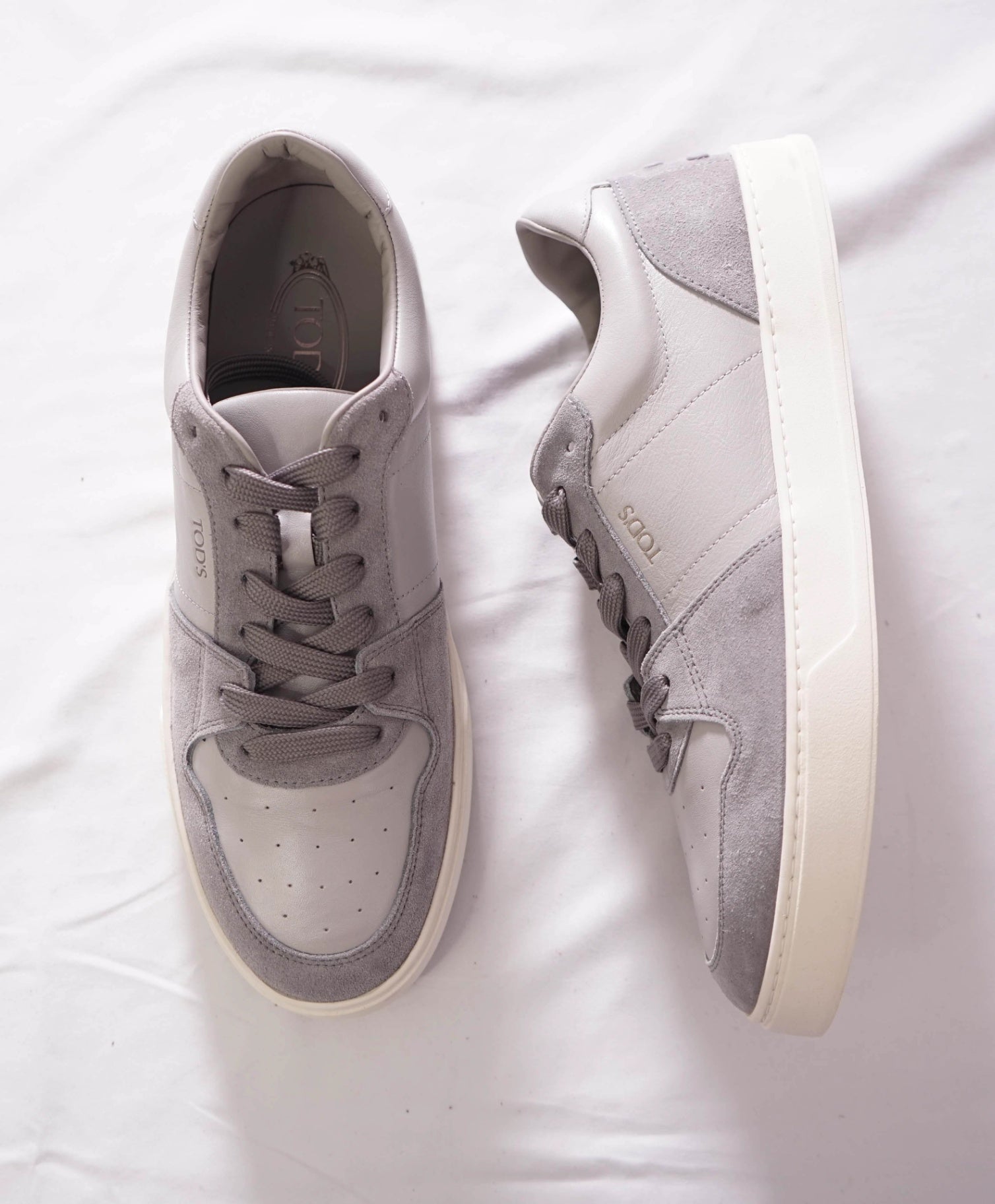 $990 TOD'S - Gray Leather/Suede Sneakers - US 10 (9UK)