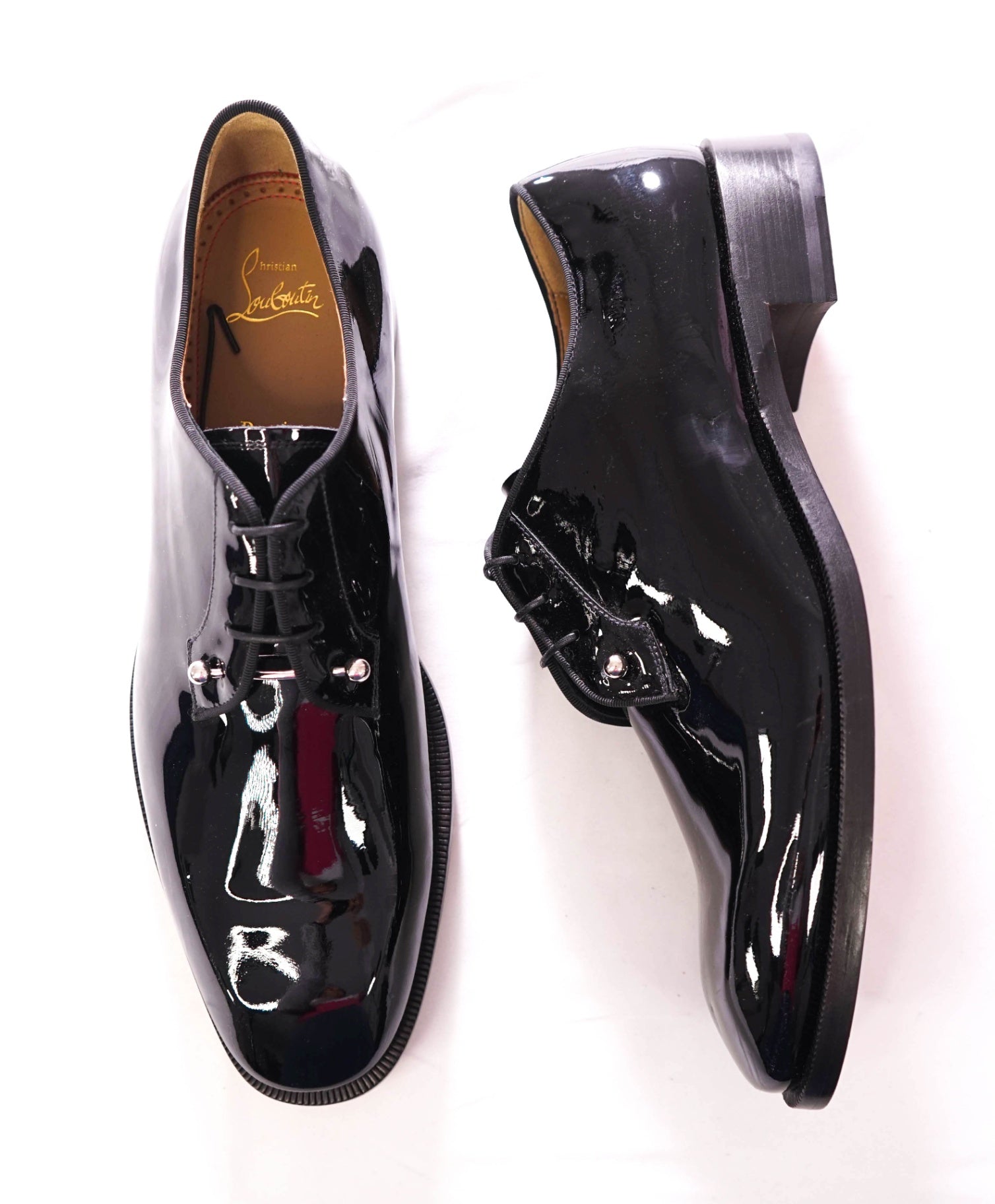 $1,200 CHRISTIAN LOUBOUTIN - *CHAMBELISS* Black Patent Leather Derby - US 11 (44EU)