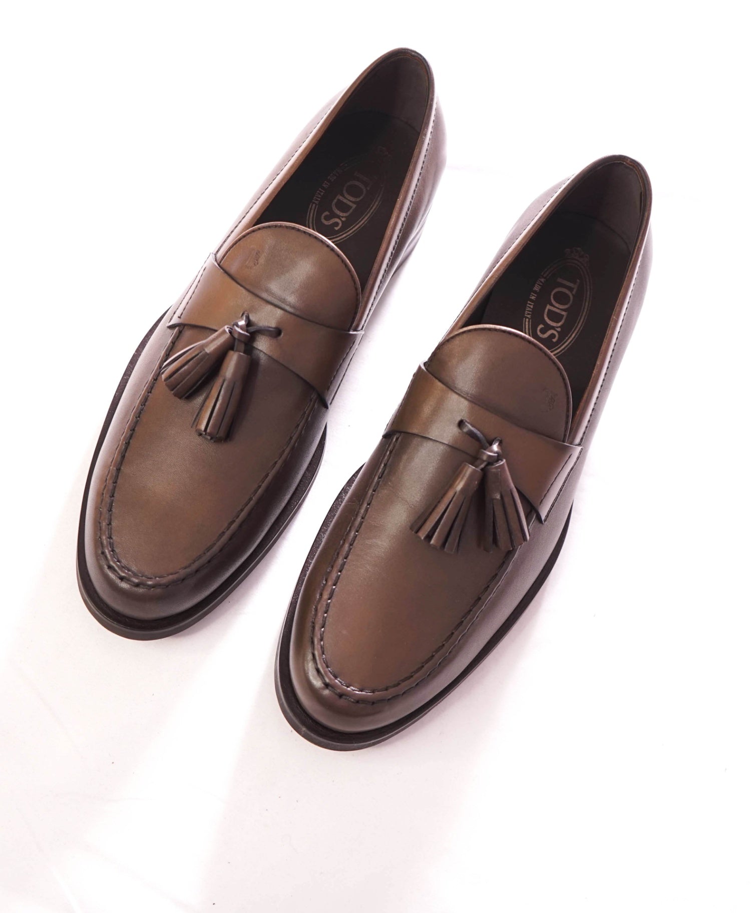 $675 TOD'S - Brown BOSTON Leather Tassel Loafers - US 10 (UK9)