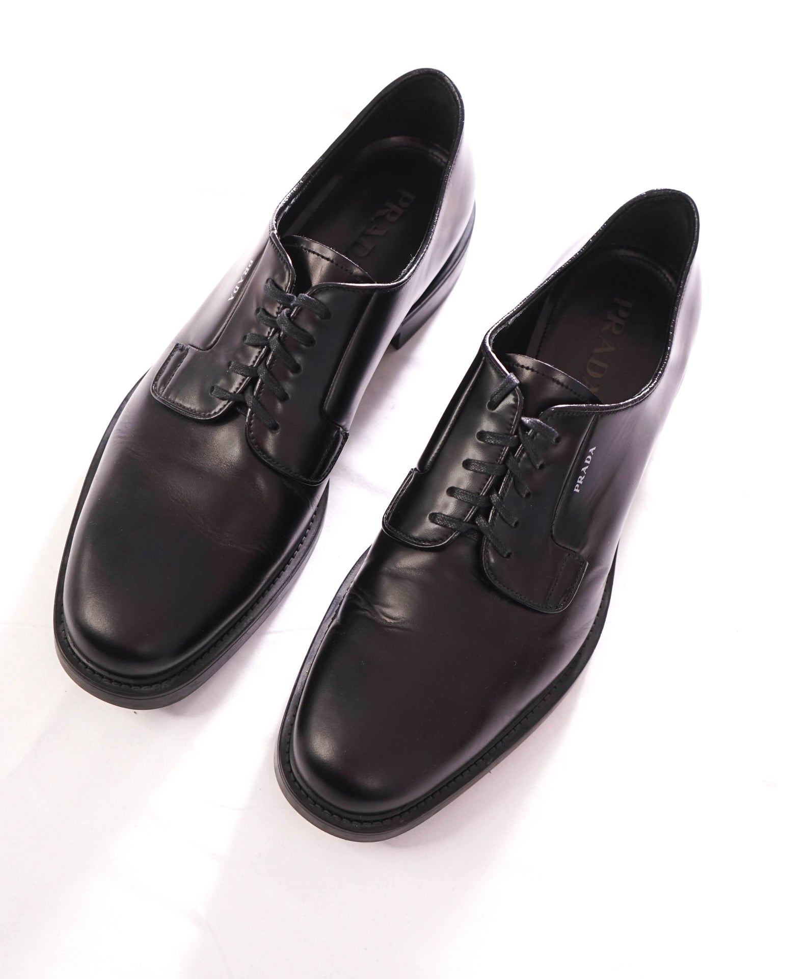 $1,150 PRADA - Black Leather Lug-Sole Derby - US 12 (UK11)