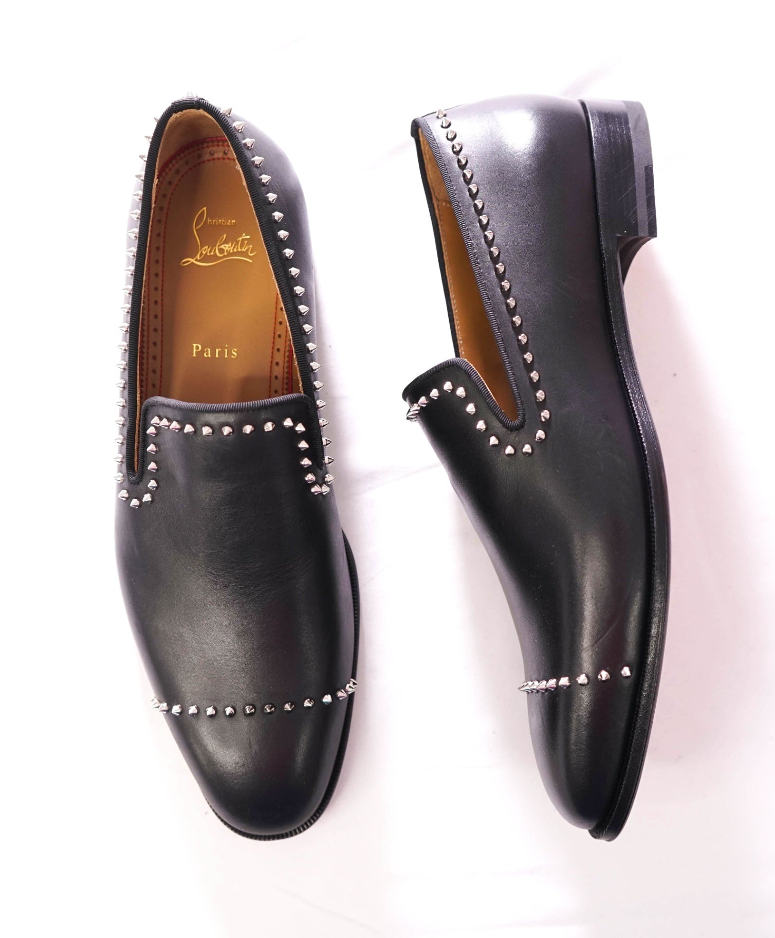 $1,200 CHRISTIAN LOUBOUTIN - *DANDY CLOO* Black Spike Loafers - US 9.5 (EU42.5)