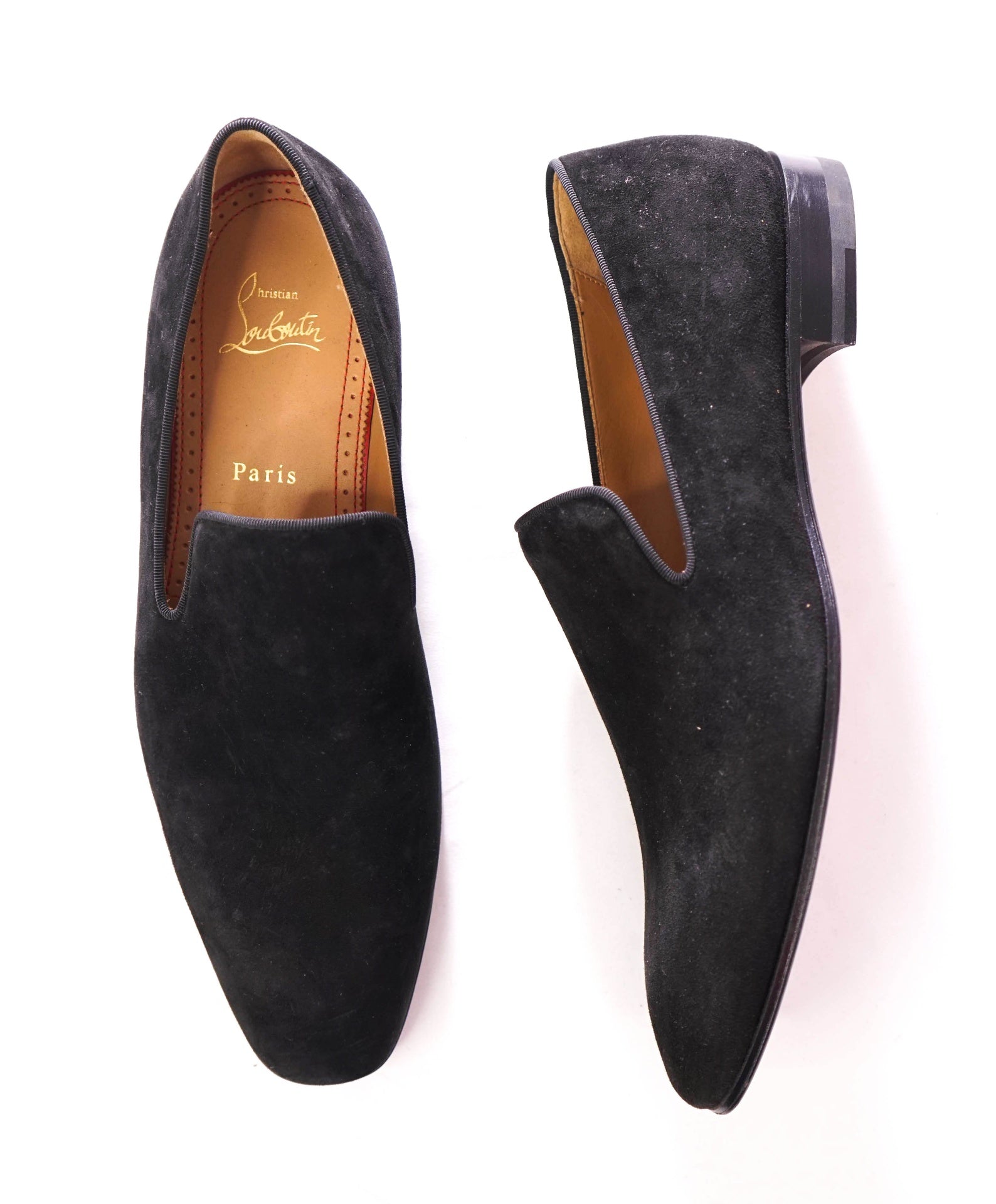 $1,050 CHRISTIAN LOUBOUTIN - Black Suede Loafers - US 7 (40EU)