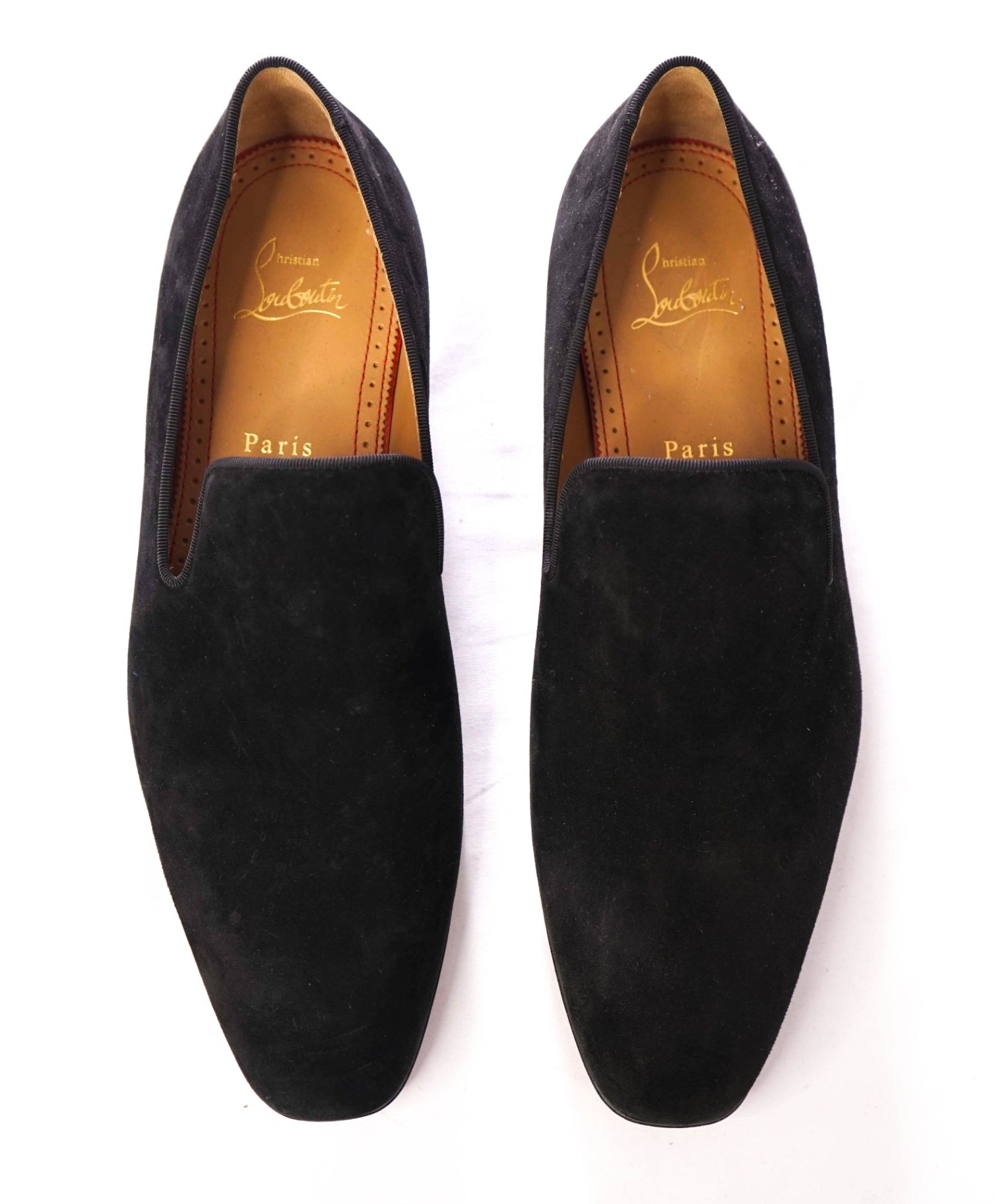 $1,050 CHRISTIAN LOUBOUTIN - Black Suede Loafers - US 7 (40EU)