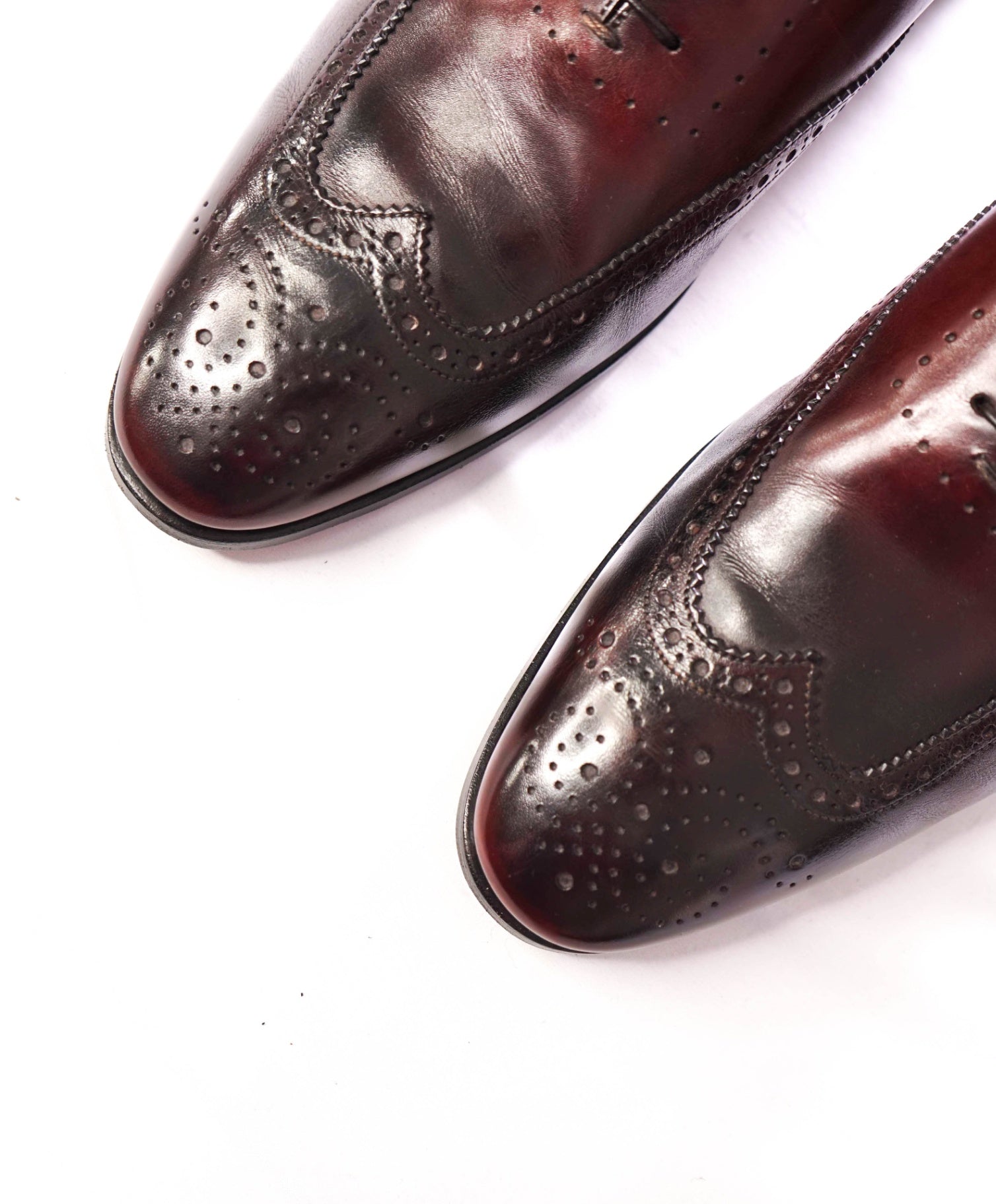 $1,295 SANTONI - "Fatte A Mano" Plum Handmade Oxford - US 11.5 (10.5UK)