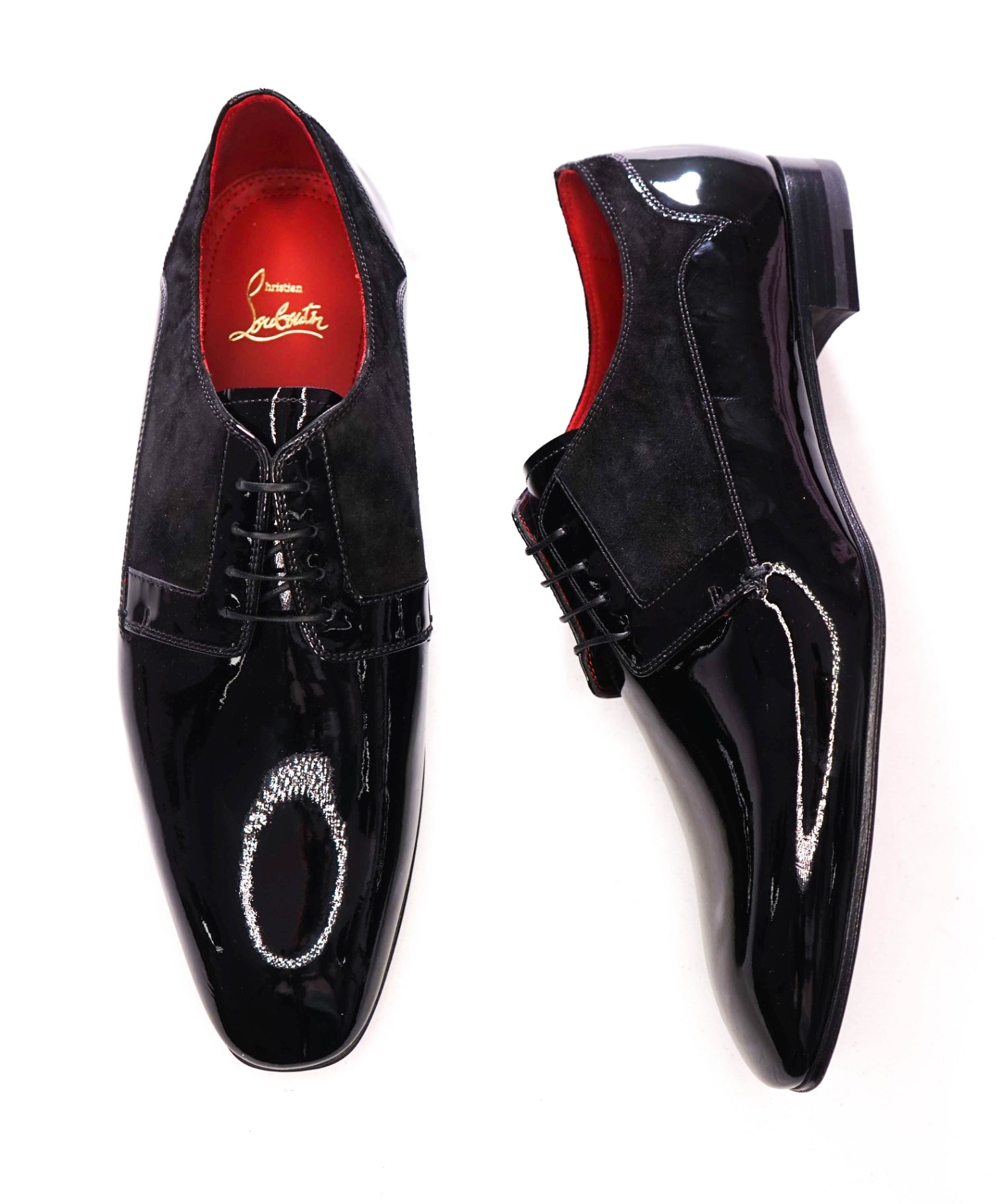 $1,090 CHRISTIAN LOUBOUTIN - Black Patent Leather/Suede *CHICKITO* Derbies - US 9 (42EU)