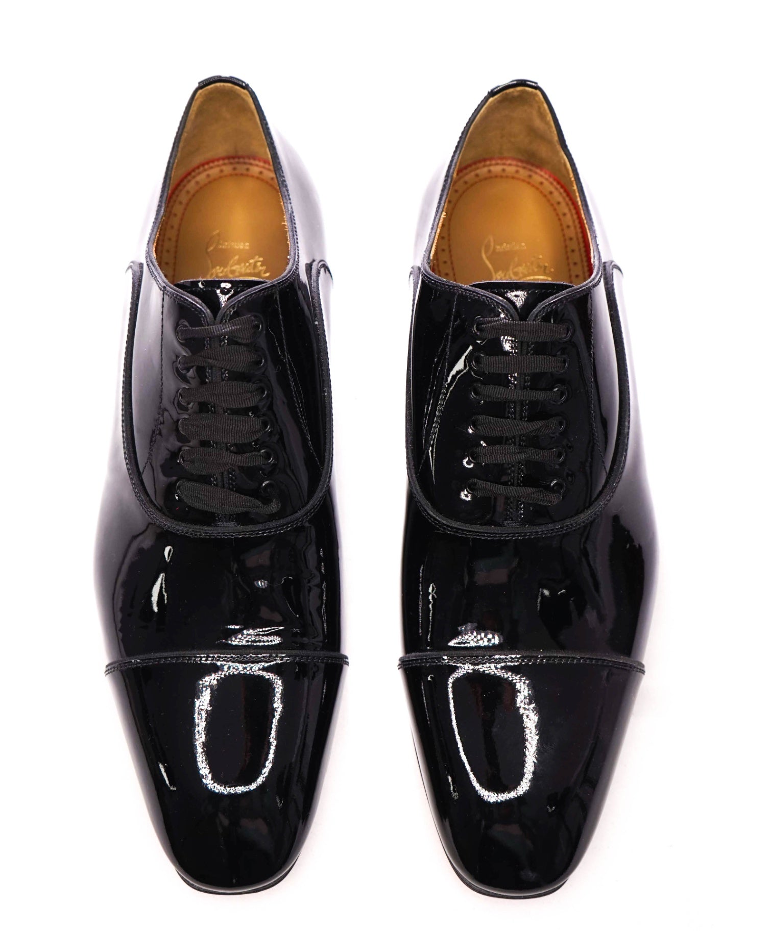 $1,100 CHRISTIAN LOUBOUTIN - *GREGGO PATENT* Leather Black Oxfords - US 9.5 (42.5EU)