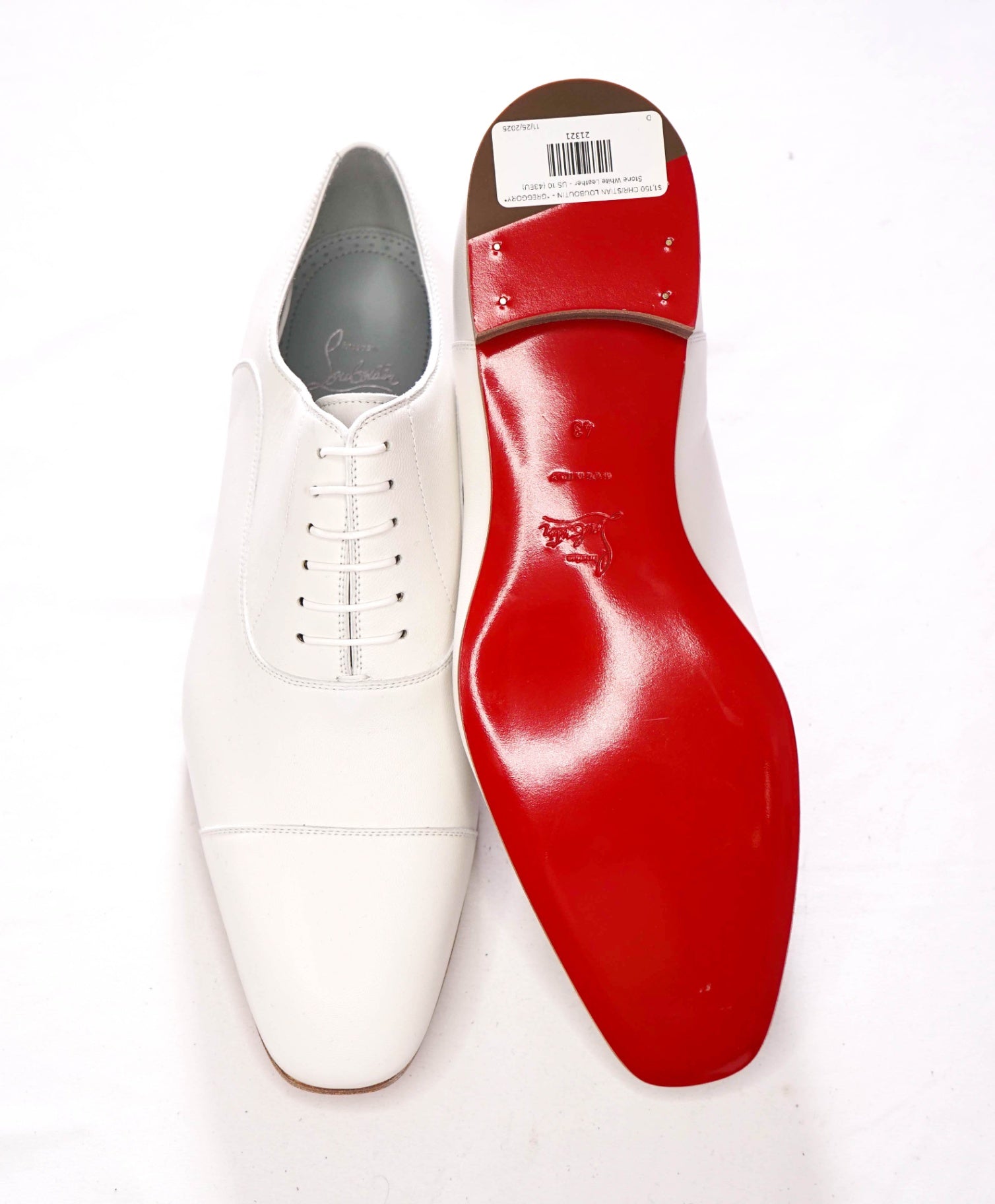 $1,150 CHRISTIAN LOUBOUTIN - *GREGGO* Stone White Leather - US 10 (43EU)