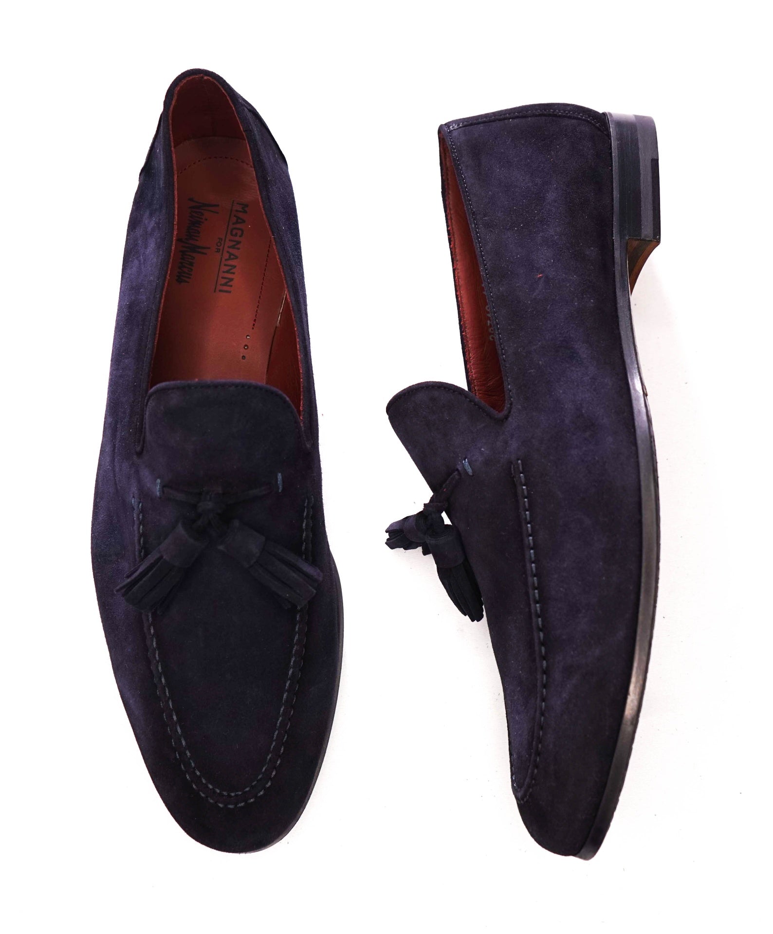 $450 MAGNANNI - Navy Blue Suede Tassel Loafers - 11 M