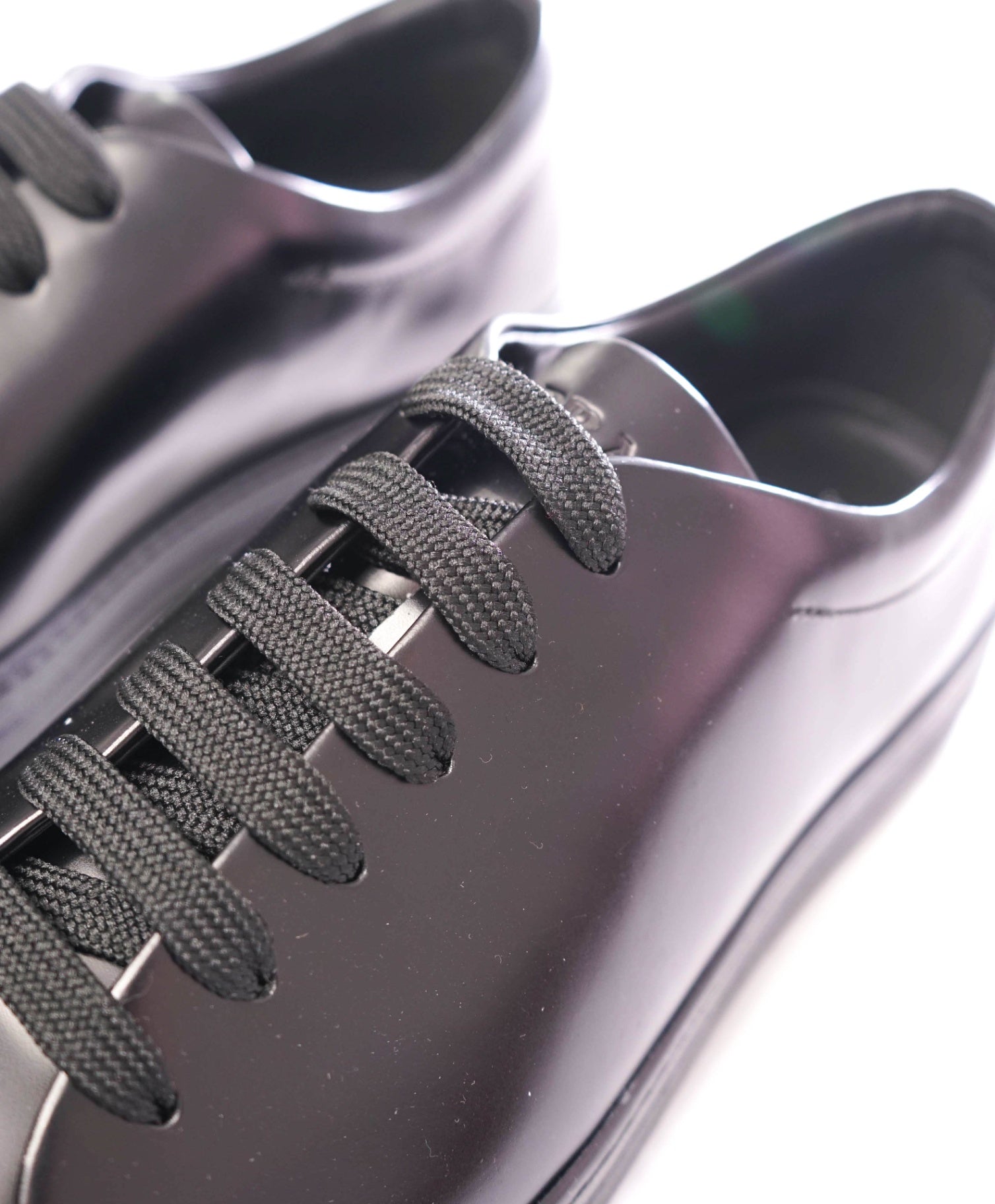 $1,150 PRADA - Black Leather Linea Rossa Sneakers - US 9.5 (UK8.5)