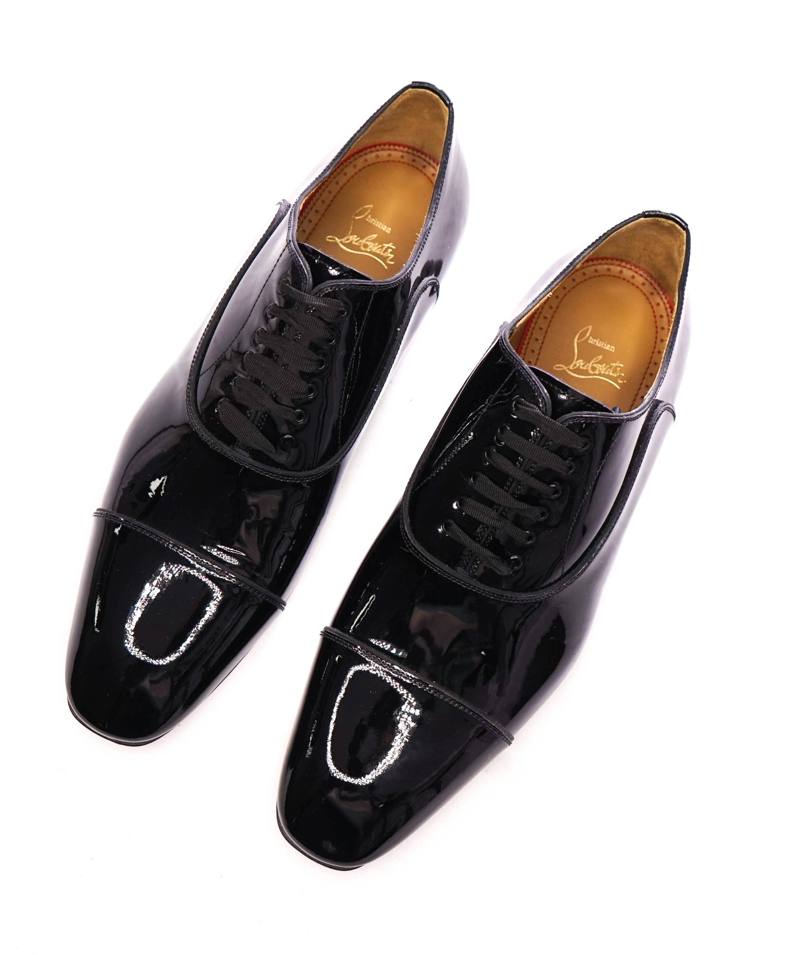 $1,100 CHRISTIAN LOUBOUTIN - *GREGGO PATENT* Leather Black Oxfords - US 9.5 (42.5EU)