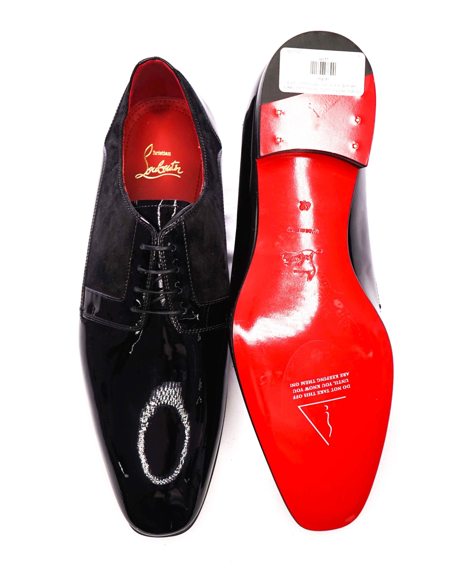 $1,090 CHRISTIAN LOUBOUTIN - Black Patent Leather/Suede *CHICKITO* Derbies - US 9 (42EU)