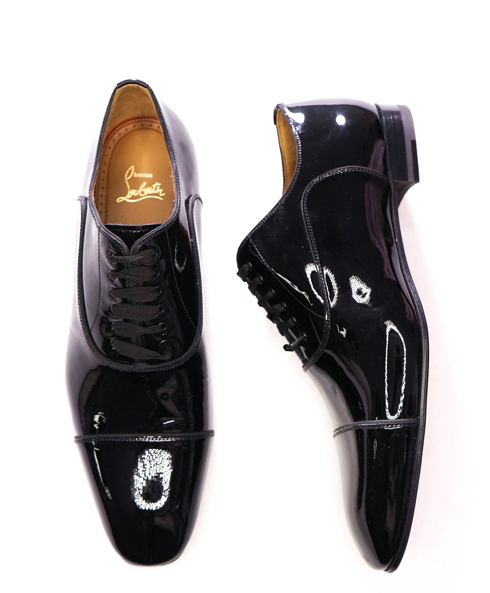 $1,100 CHRISTIAN LOUBOUTIN - *GREGGO PATENT* Leather Black Oxfords - US 9.5 (42.5EU)