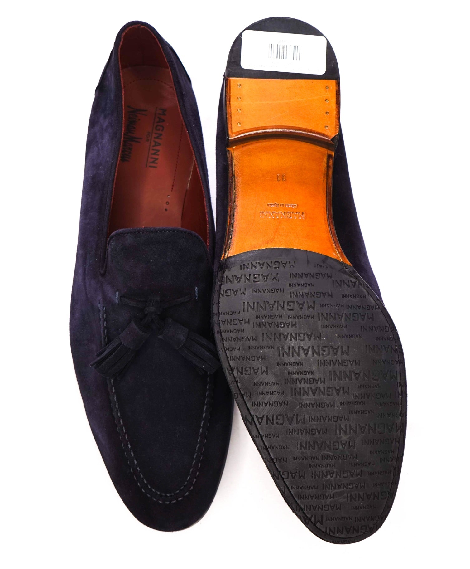 $450 MAGNANNI - Navy Blue Suede Tassel Loafers - 11 M