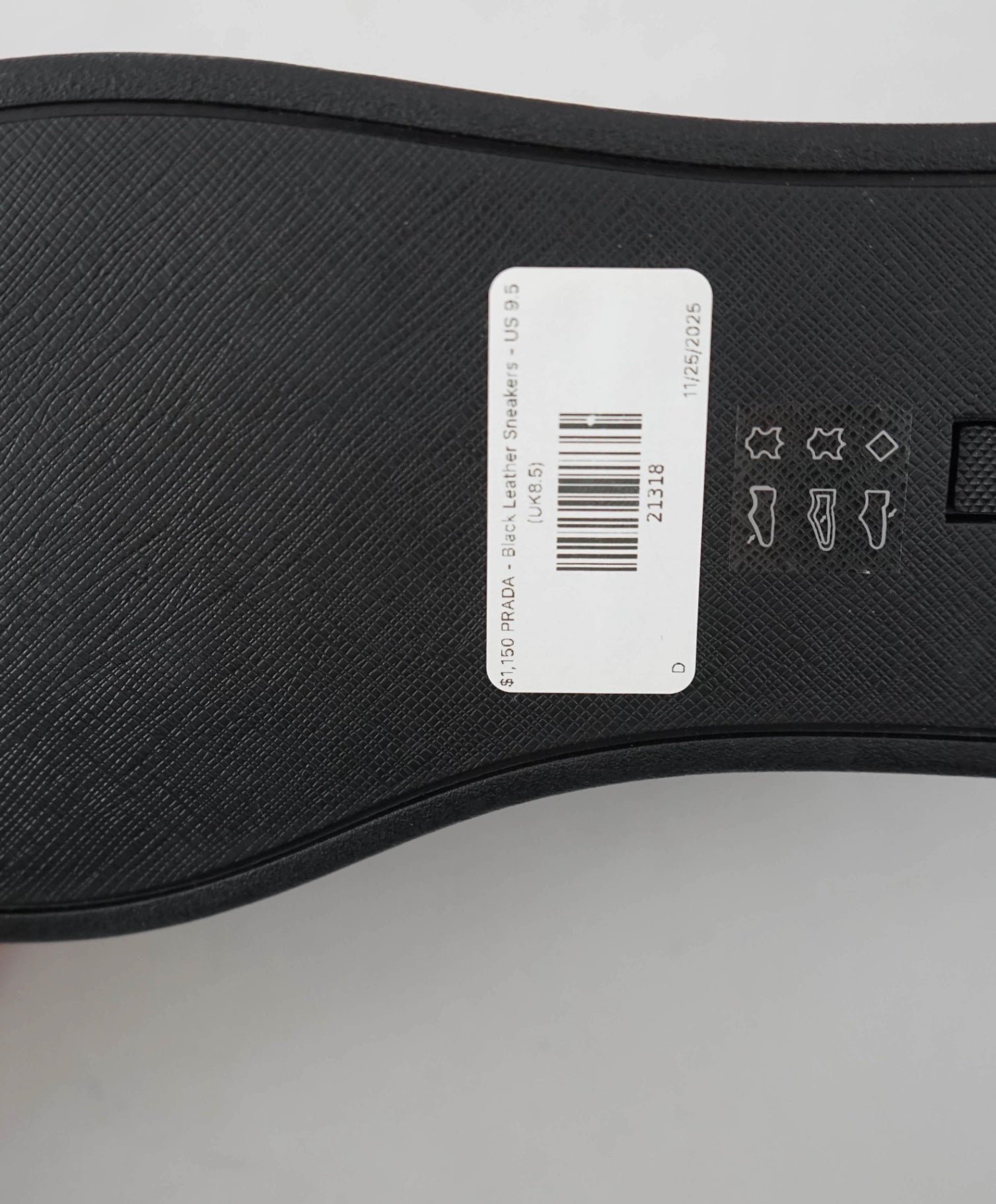$1,150 PRADA - Black Leather Linea Rossa Sneakers - US 9.5 (UK8.5)