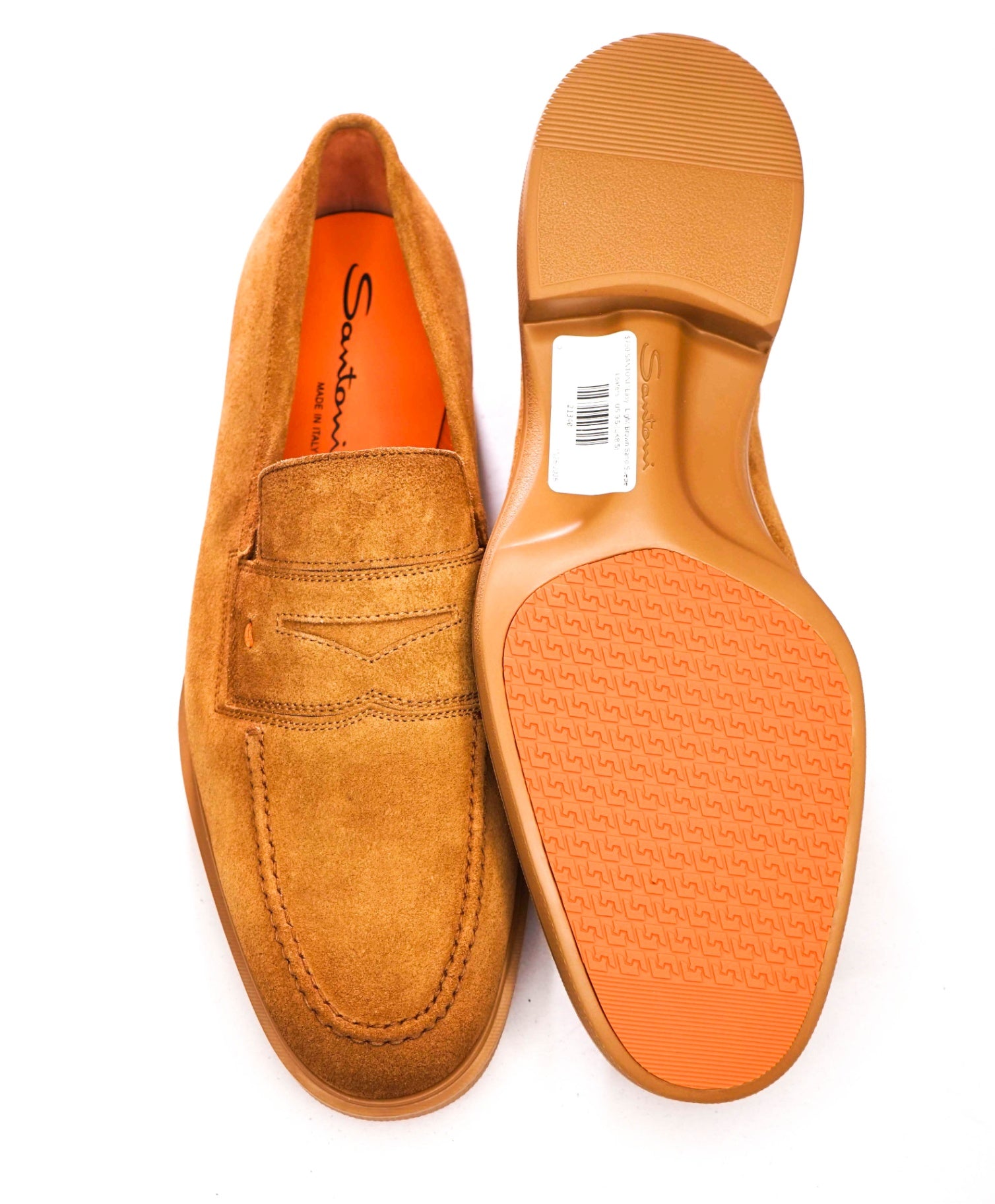 $750 SANTONI "Easy" Light Brown Sand Suede Loafers - US 9.5 (UK8.5)