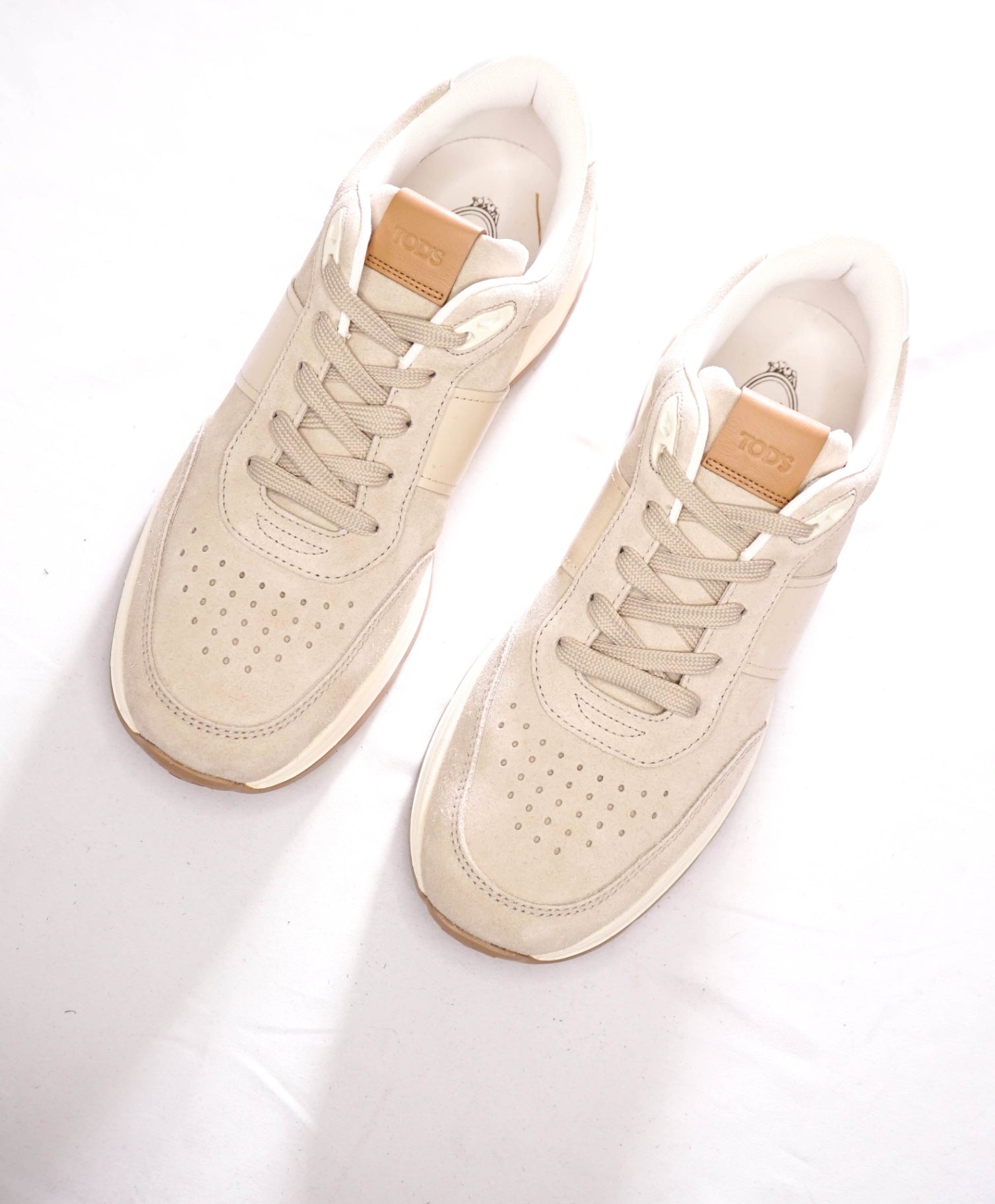 $975 TOD'S - Beige Ivory Gray Suede/Leather Sneakers - US 10 (9UK)
