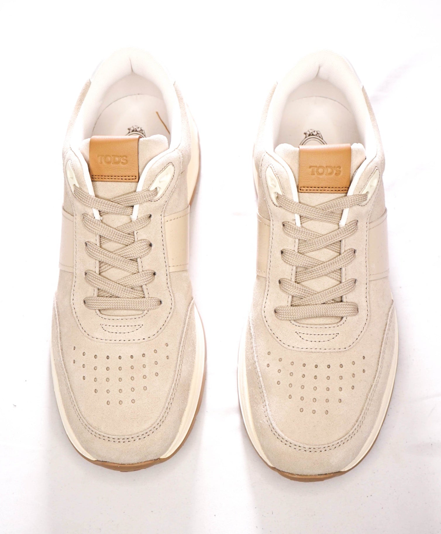 $975 TOD'S - Beige Ivory Gray Suede/Leather Sneakers - US 10 (9UK)