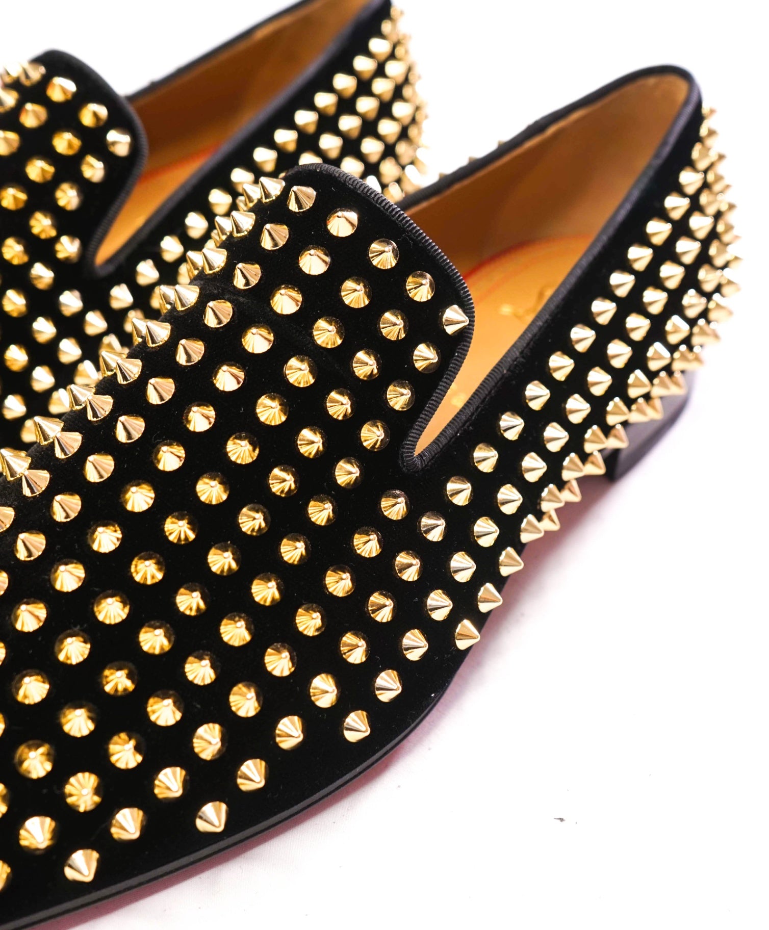 $1,395 Christian Louboutin Black Velvet Dandelion Spikes Loafers - US 8.5 (41.5EU)