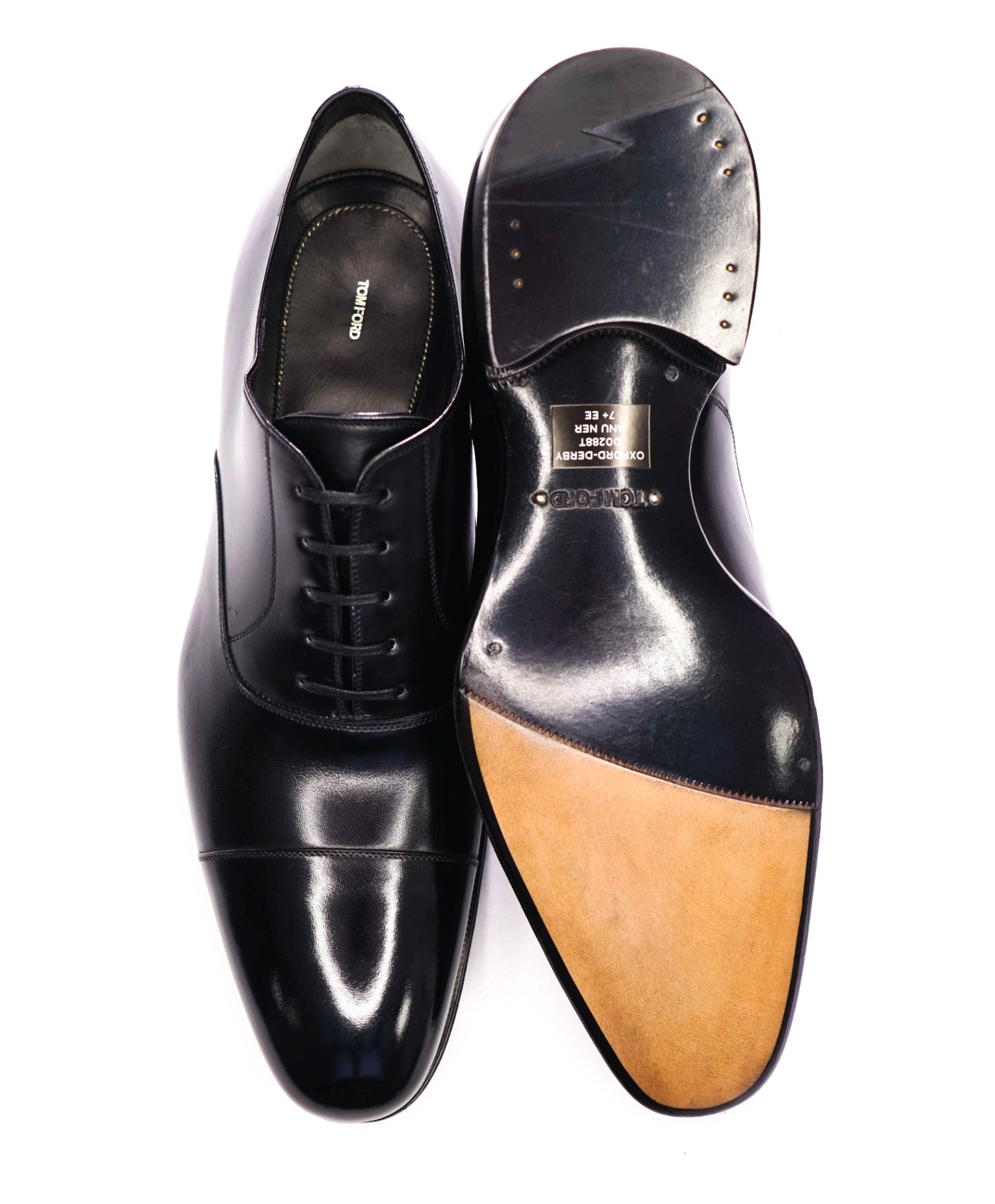 $1,990 TOM FORD - Black Leather Oxfords - US 7.5 EE (7TF)