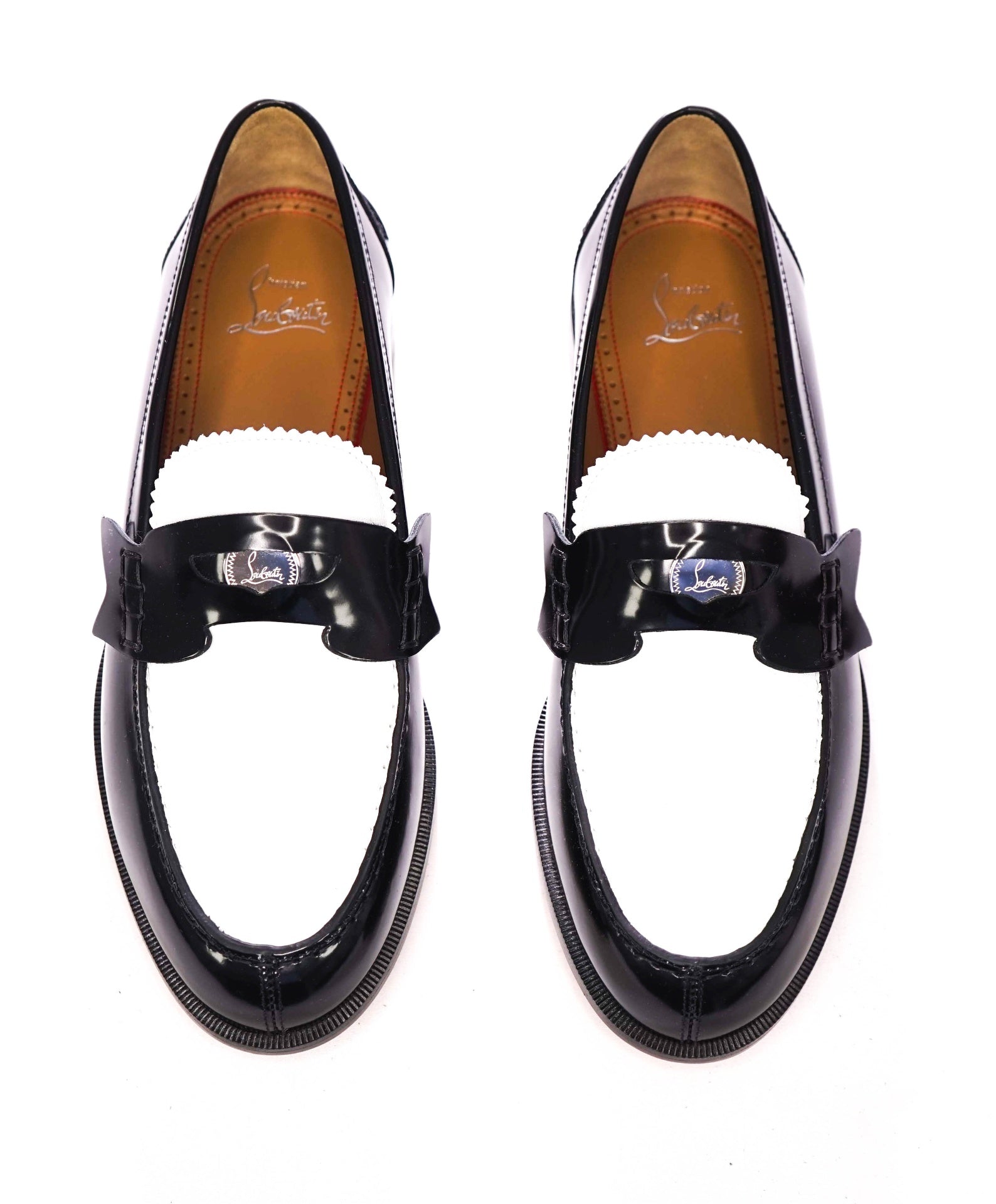 $1,145 CHRISTIAN LOUBOUTIN - *PENNY* Black/White Loafers - US 8 (41EU)