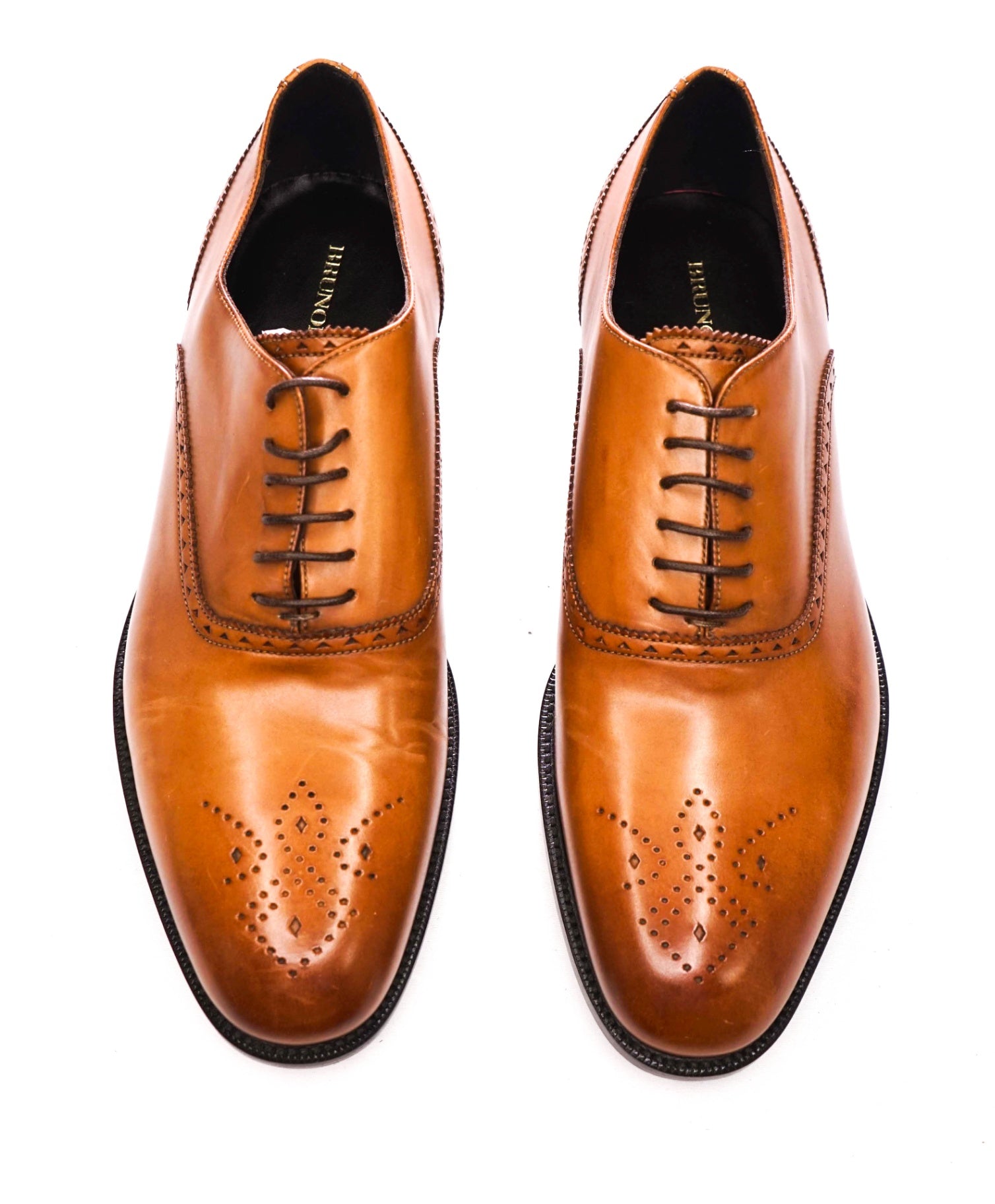 $395 BRUNO MAGLI - Brown Leather HAND PATINA Oxfords - 9 M