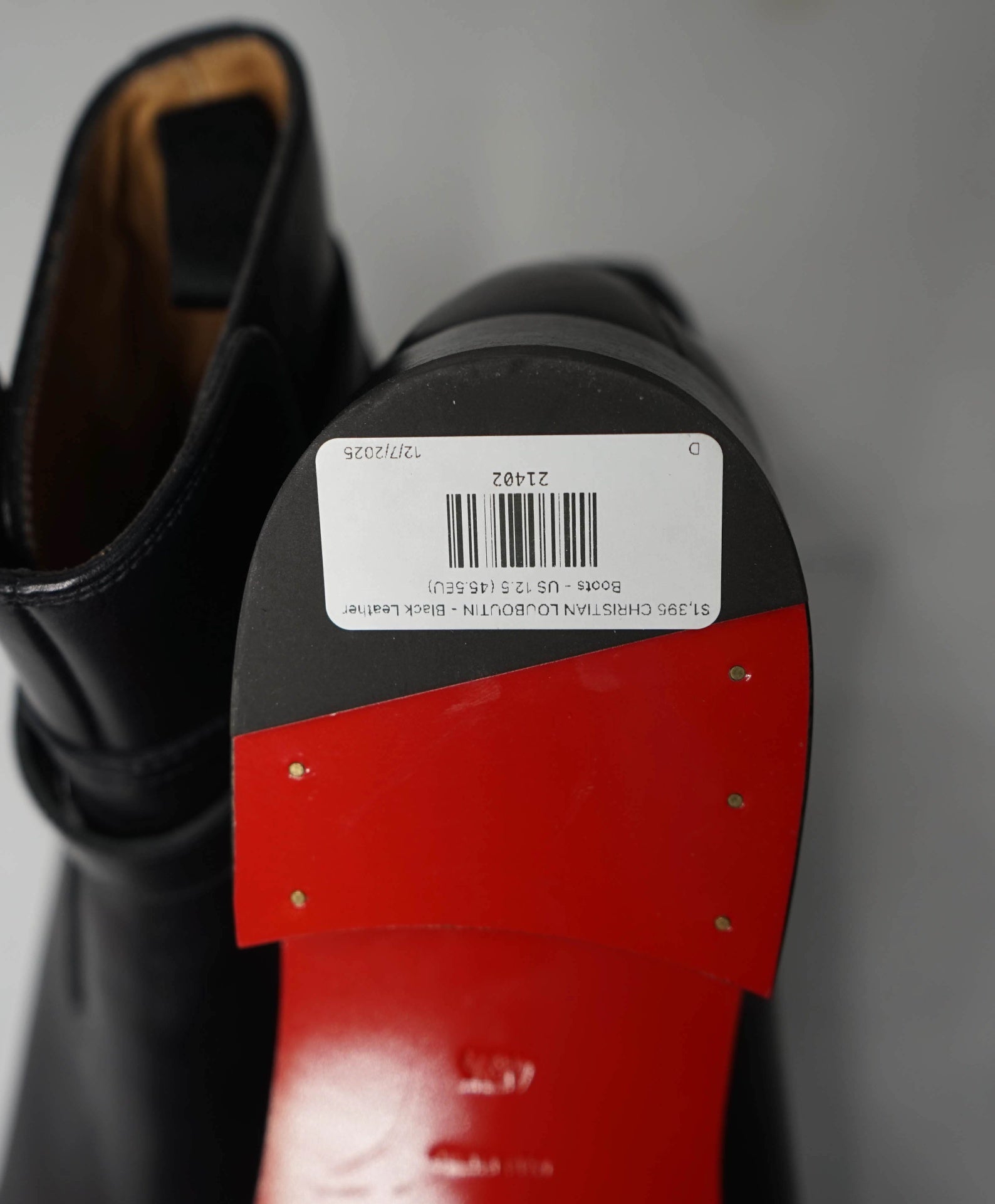 $1,395 CHRISTIAN LOUBOUTIN - Black Leather Boots - US 12.5 (45.5EU)