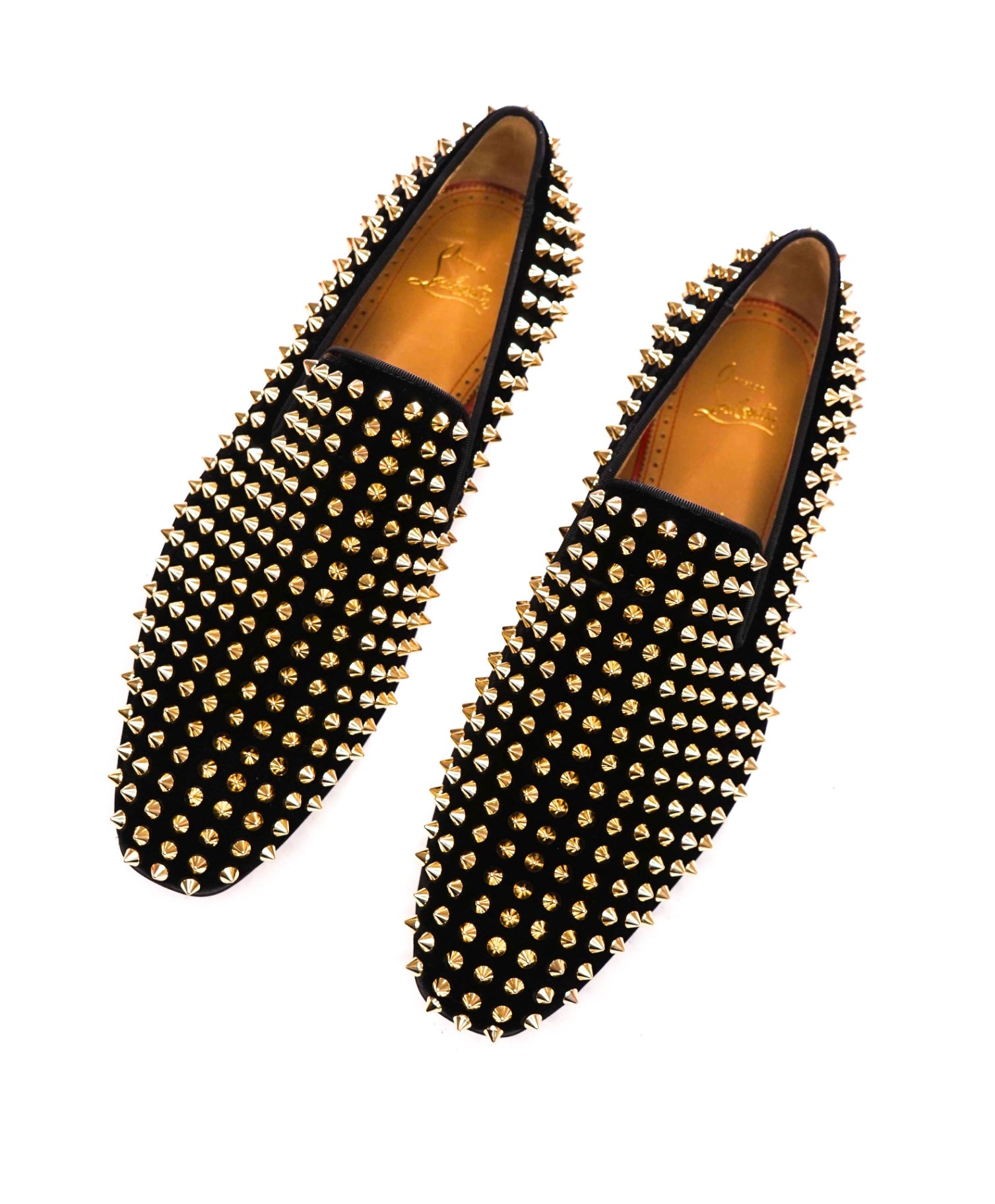 $1,395 Christian Louboutin Black Velvet Dandelion Spikes Loafers - US 8.5 (41.5EU)