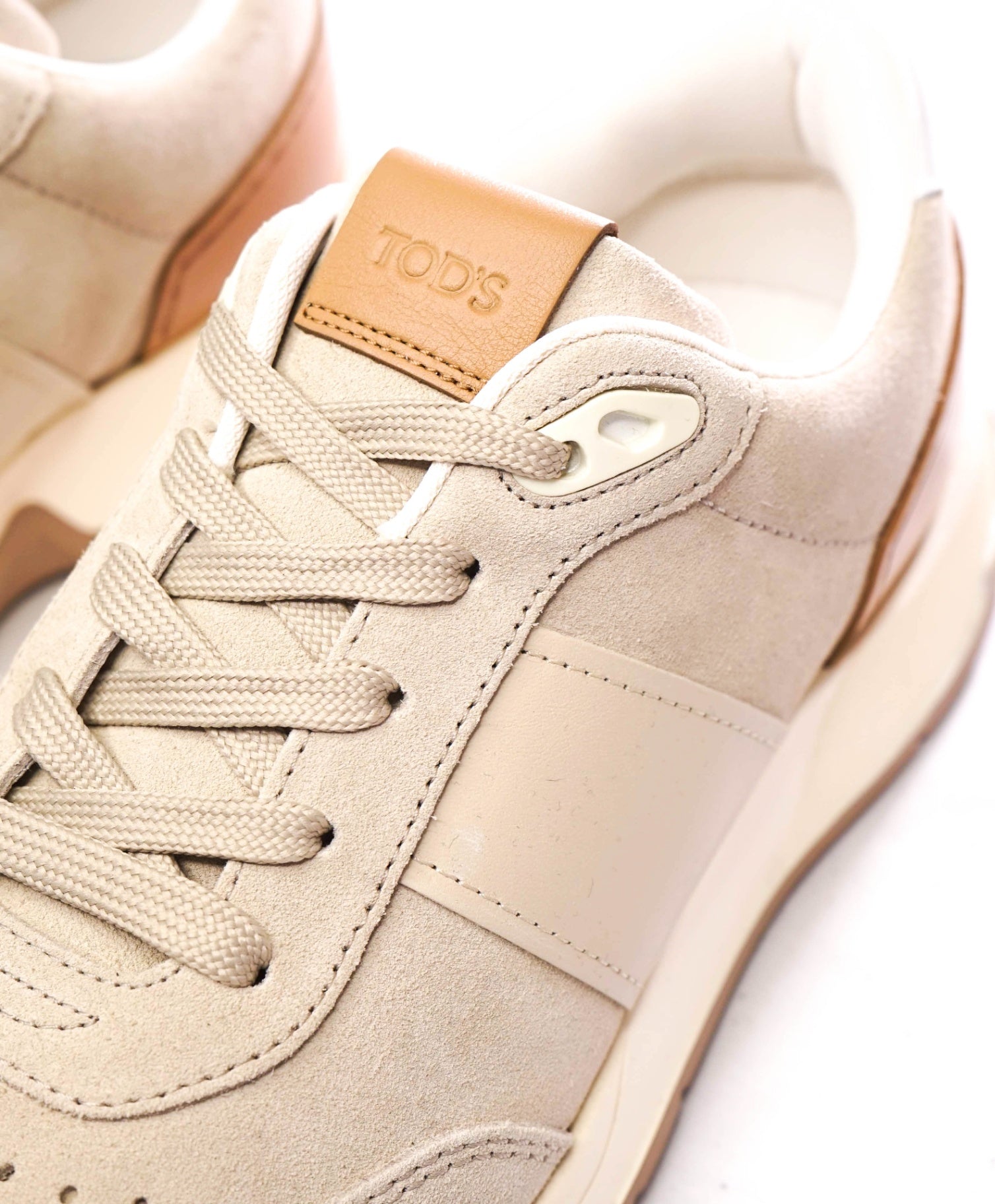 $975 TOD'S - Beige Ivory Gray Suede/Leather Sneakers - US 10 (9UK)