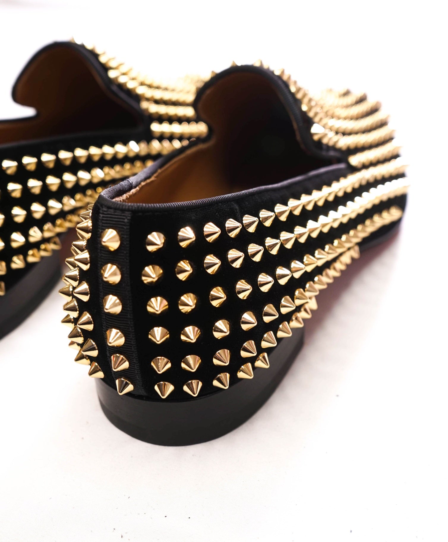 $1,395 Christian Louboutin Black Velvet Dandelion Spikes Loafers - US 8.5 (41.5EU)