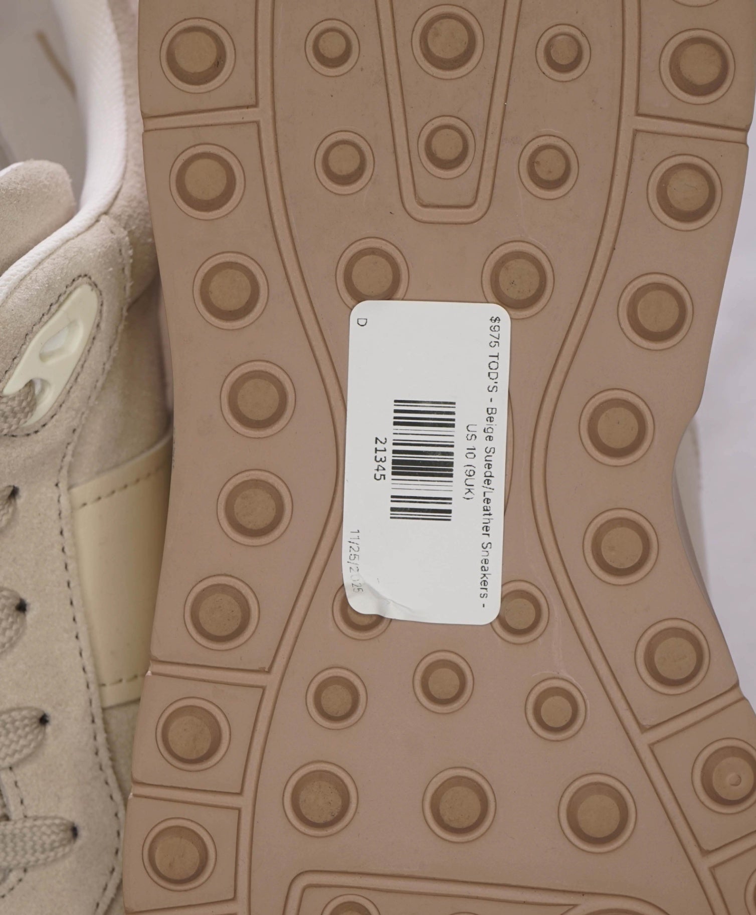 $975 TOD'S - Beige Ivory Gray Suede/Leather Sneakers - US 10 (9UK)