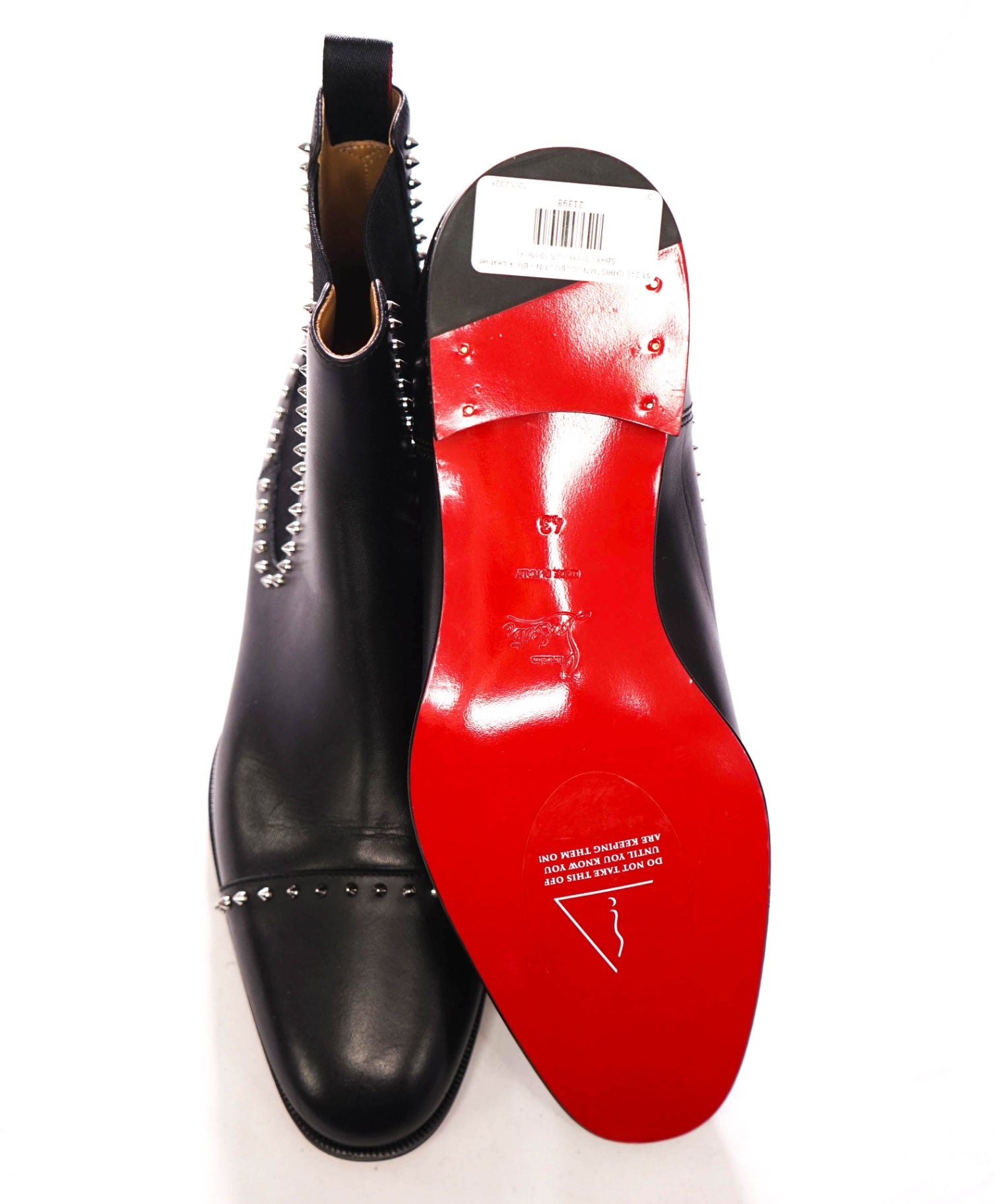 $1,345 CHRISTIAN LOUBOUTIN - Black Cloo Leather Spike Boots - US 10 (9UK)