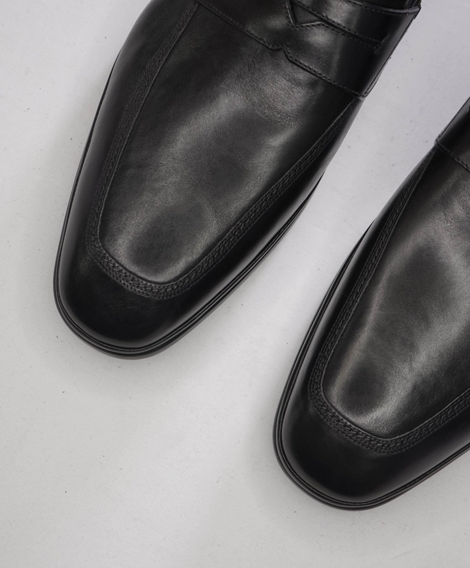 $800 BALLY - Black Leather Penny Loafers - US 12 (11UK)
