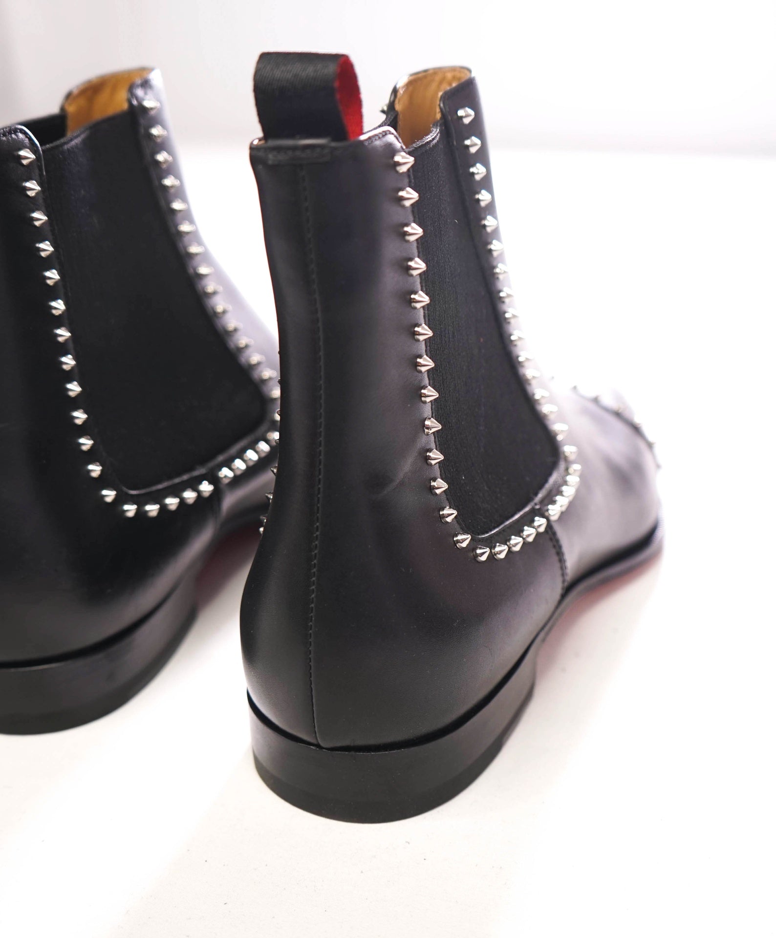 $1,345 CHRISTIAN LOUBOUTIN - Black Cloo Leather Spike Boots - US 10 (9UK)