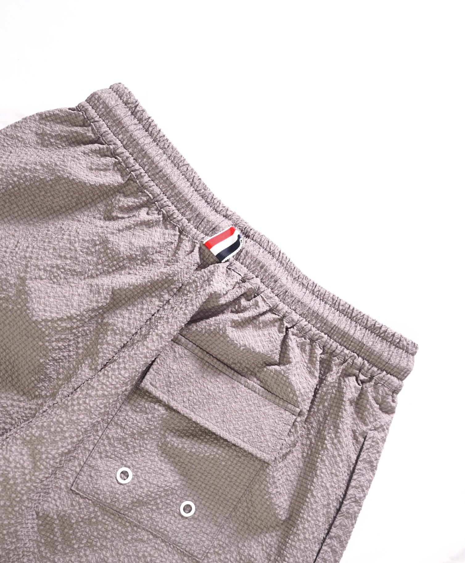 $950 THOM BROWNE - Micro Check Gray Cotton Seersucker Shorts - 32W