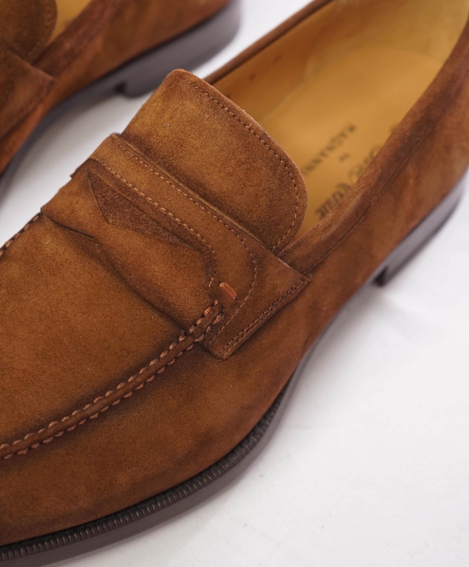 $500 MAGNANNI - Brown Tobacco Suede RIVA Penny Loafers - 9 M