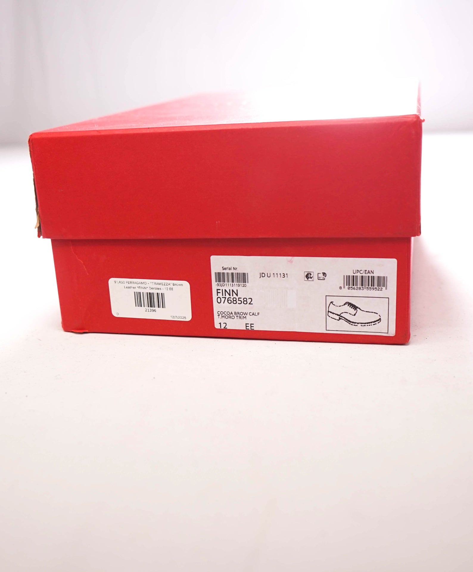 $1,450 FERRAGAMO - "TRAMEZZA" Brown Leather *FINN* Derbies - 12 EE