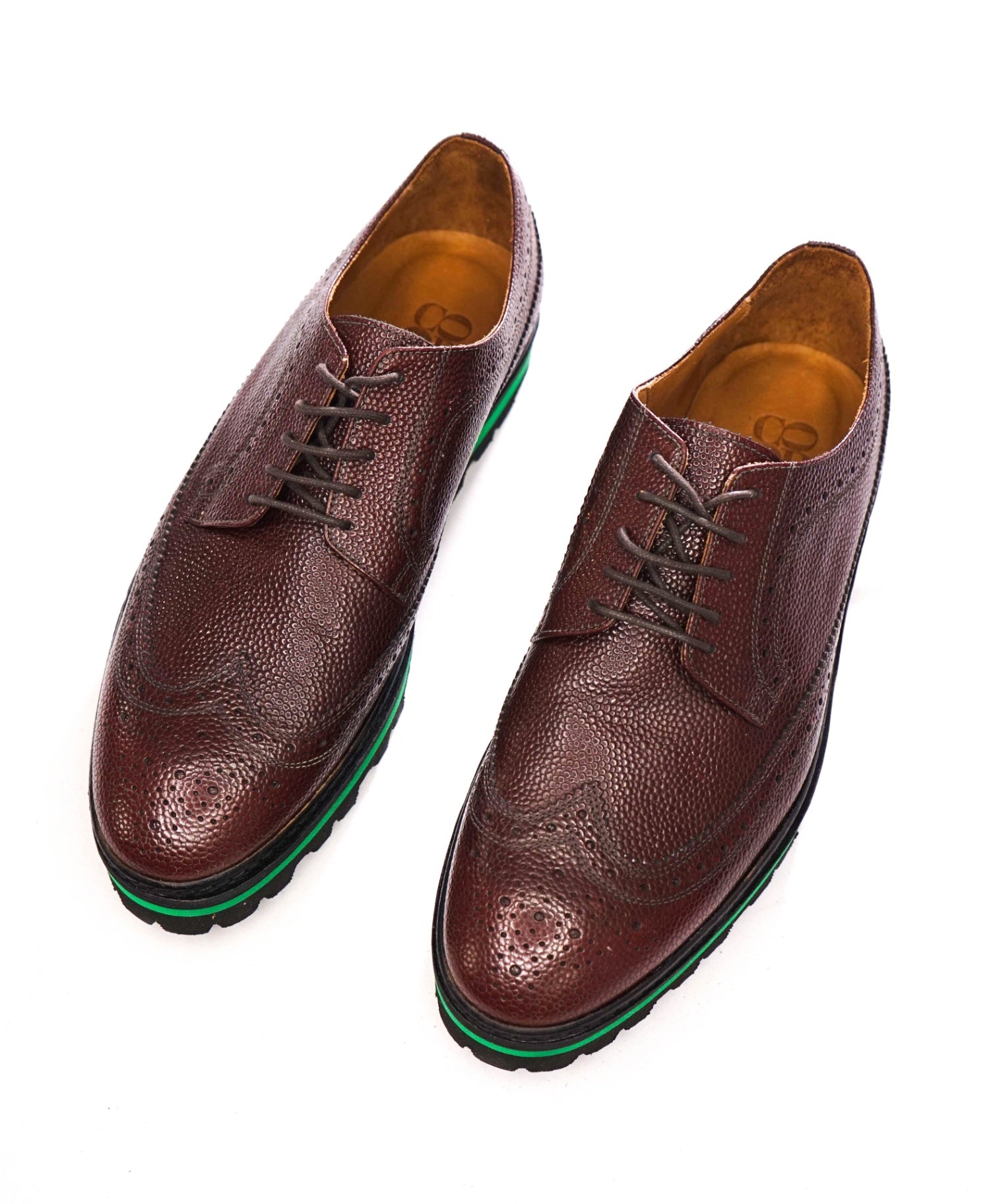 $355 BARNEYS NEWYORK - Brown Pebbled Leather Lug Sole - 10 M