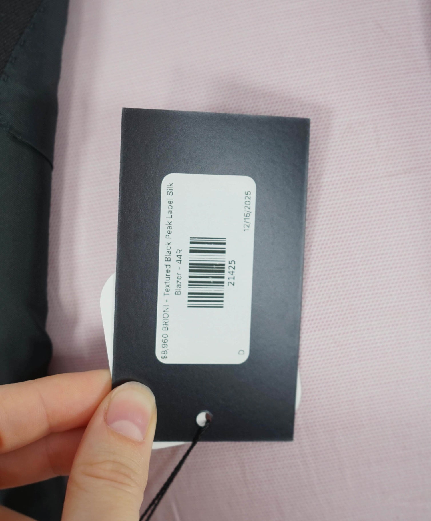 $8,960 BRIONI - Textured Black Peak Lapel *PURE SILK* Blazer - 44R