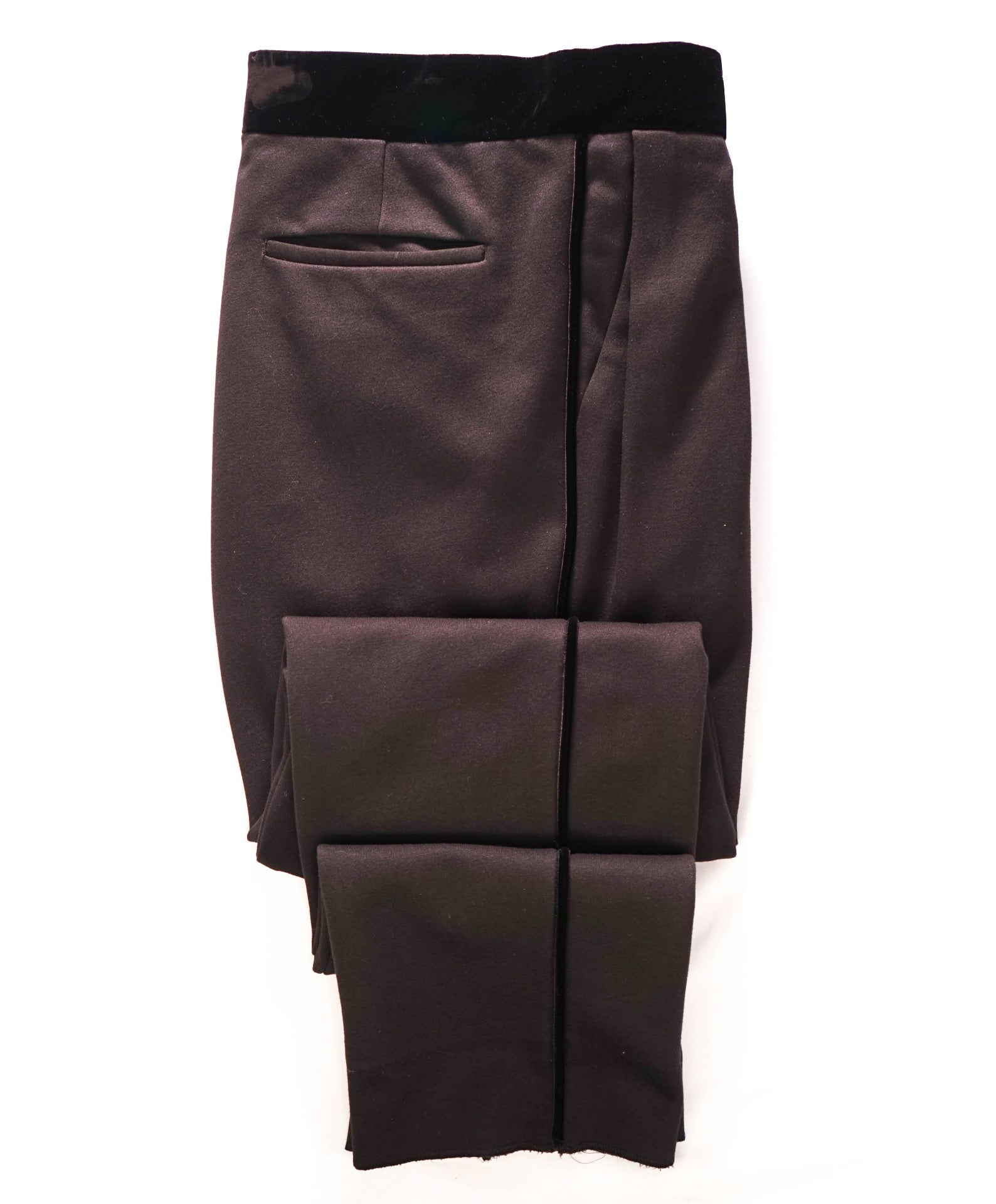 $825 GIORGIO ARMANI - Brown Velvet Tipped Dinner Pants - 38W