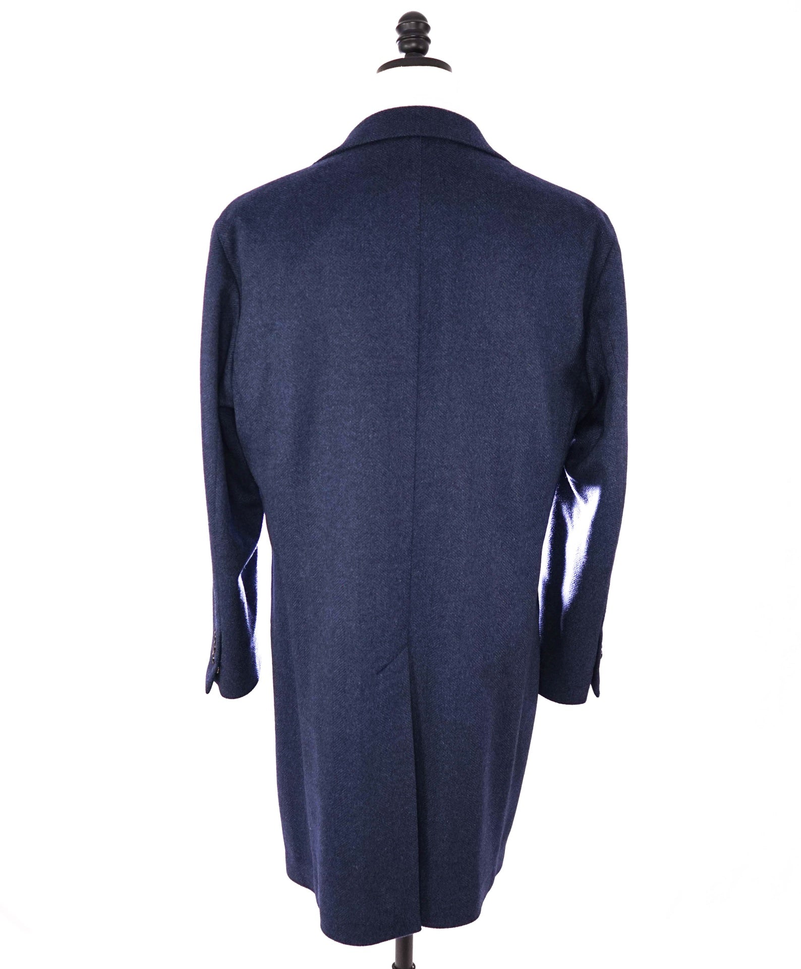 $2,495 PAUL STUART - Blue Herringbone Wool/Cashmere Top Coat - 46R