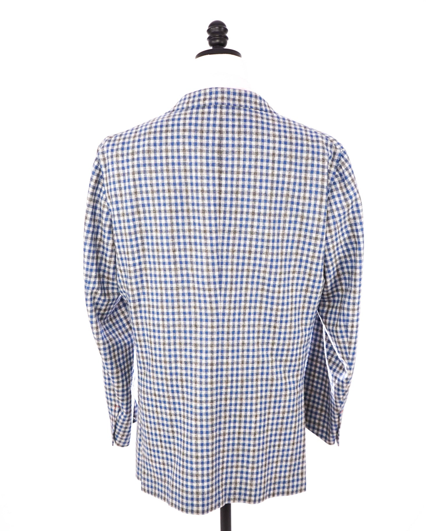 $3,995 ISAIA - Blue/Gray Gingham Wool & Cashmere Blazer - 48R