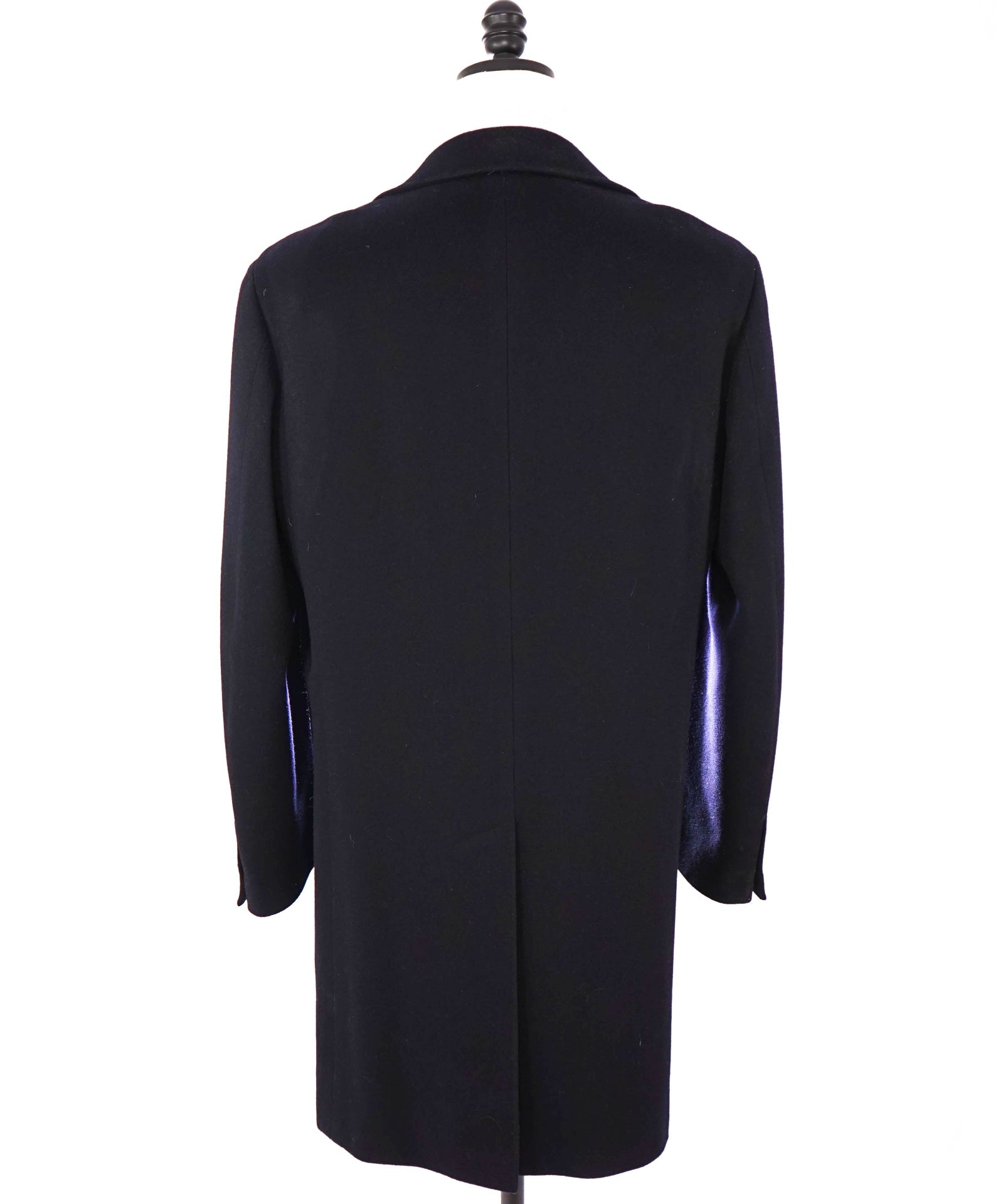 $2,450 CANALI Kei - Solid Navy Blue Wool/Cashmere Top Coat - 44R